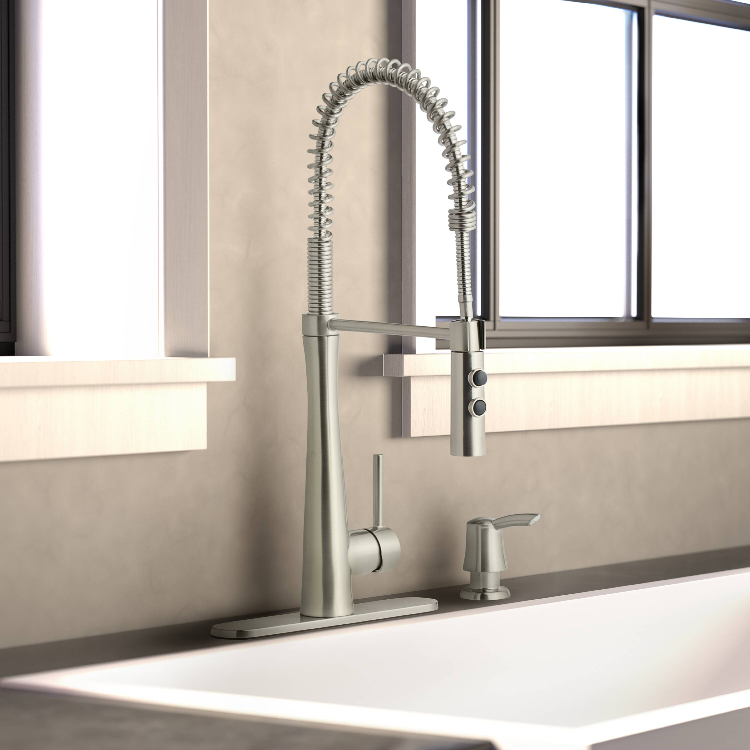 allen + roth 21-K152HCSS-AR Tilton Stainless steel Single Handle Deck-mount Pull-down Kitchen Faucet with Sprayer