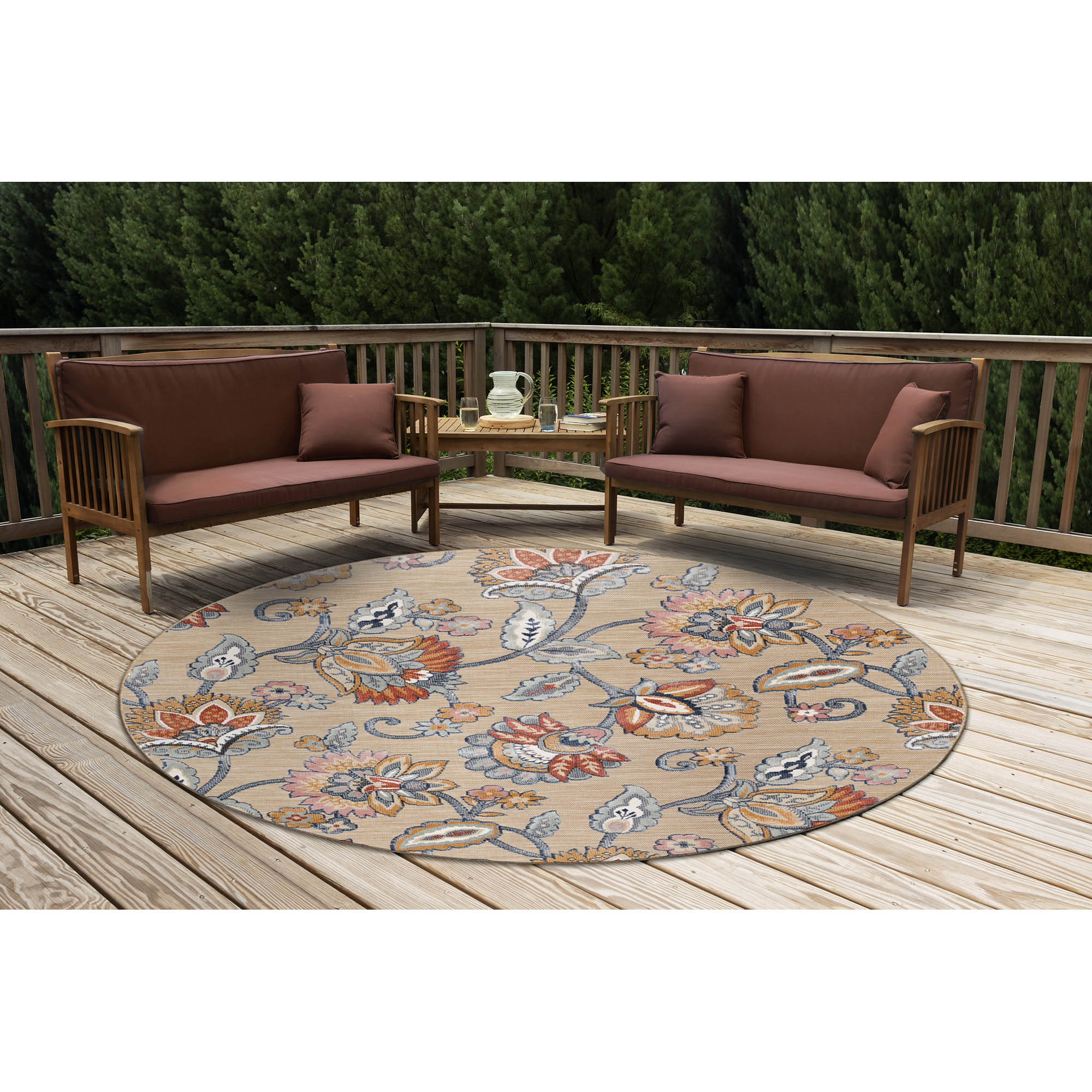 Liora Manne CYN45937602 Canyon 3 x 5 (ft) Loomed Polypropylene Ivory Rectangular Indoor/Outdoor Floral/Botanical Area rug