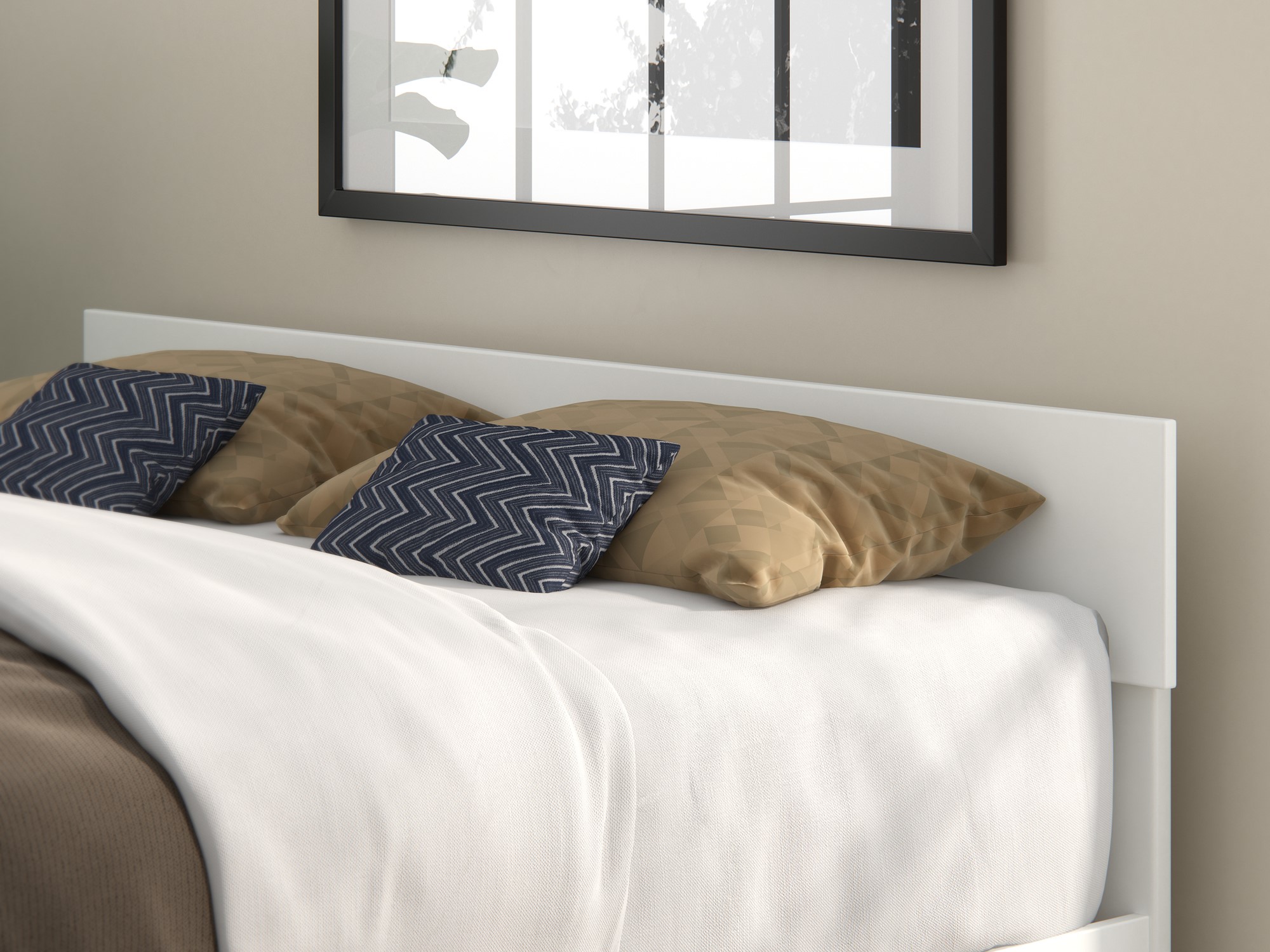 Boston White Wood Queen Panel Headboard