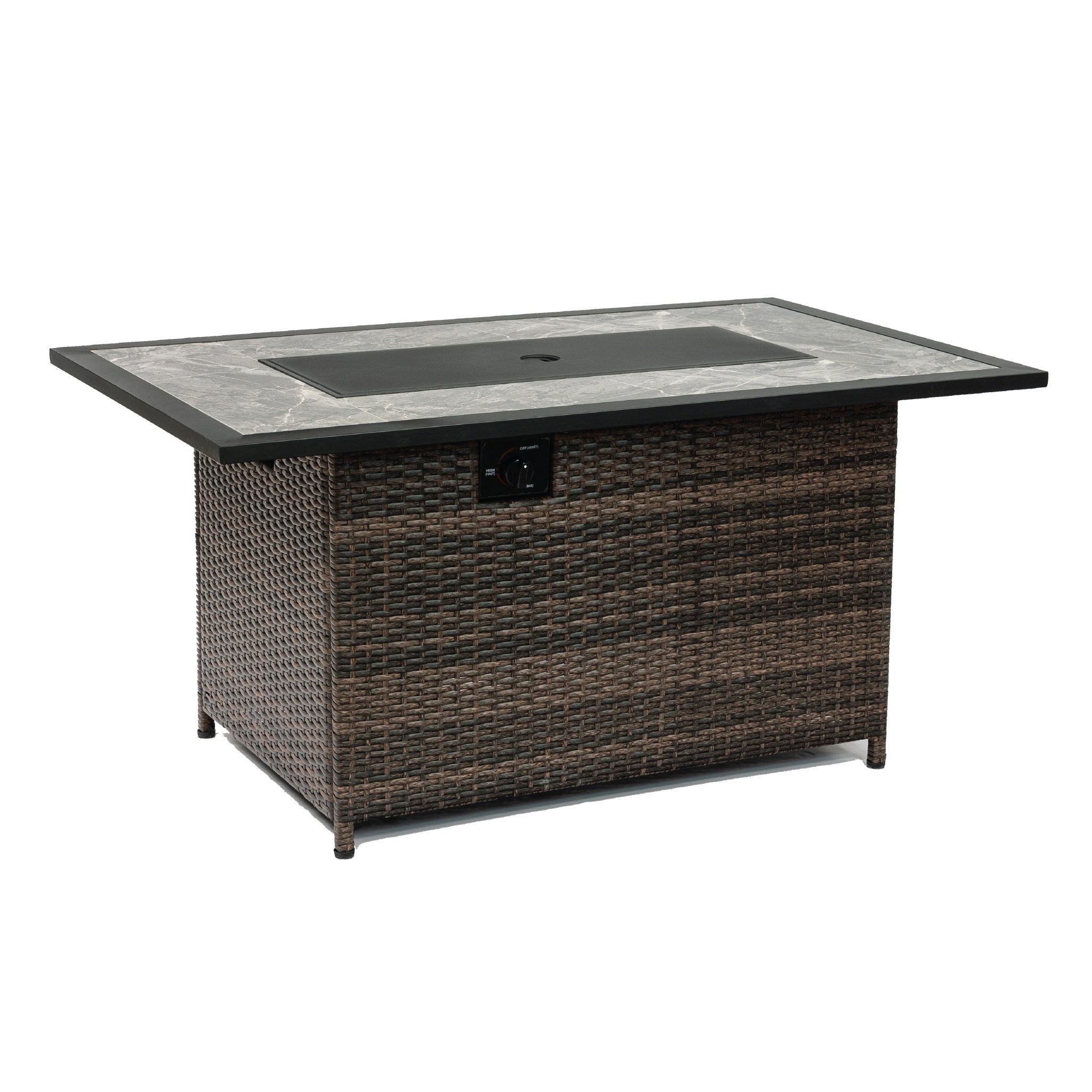 Deko Living COB10002 52-in W Brown Portable Wicker Rectangle Liquid propane Fire pit