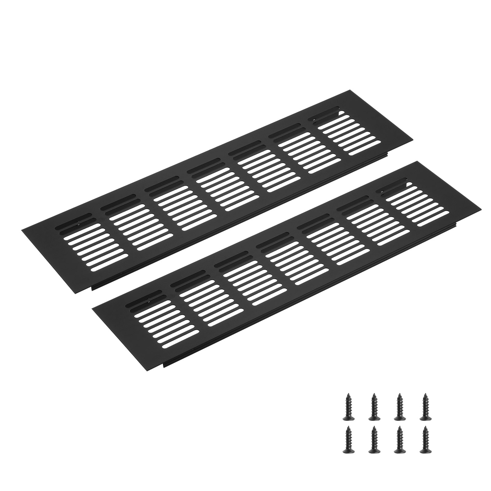 Unique Bargains Rectangle Ventilation Grille Aluminum Alloy Mesh Air Vent Cover Louvered Ventilation Cover with Mounting Screws for Cabinet Shoe Closet (300x80mm/12x3inch Black)