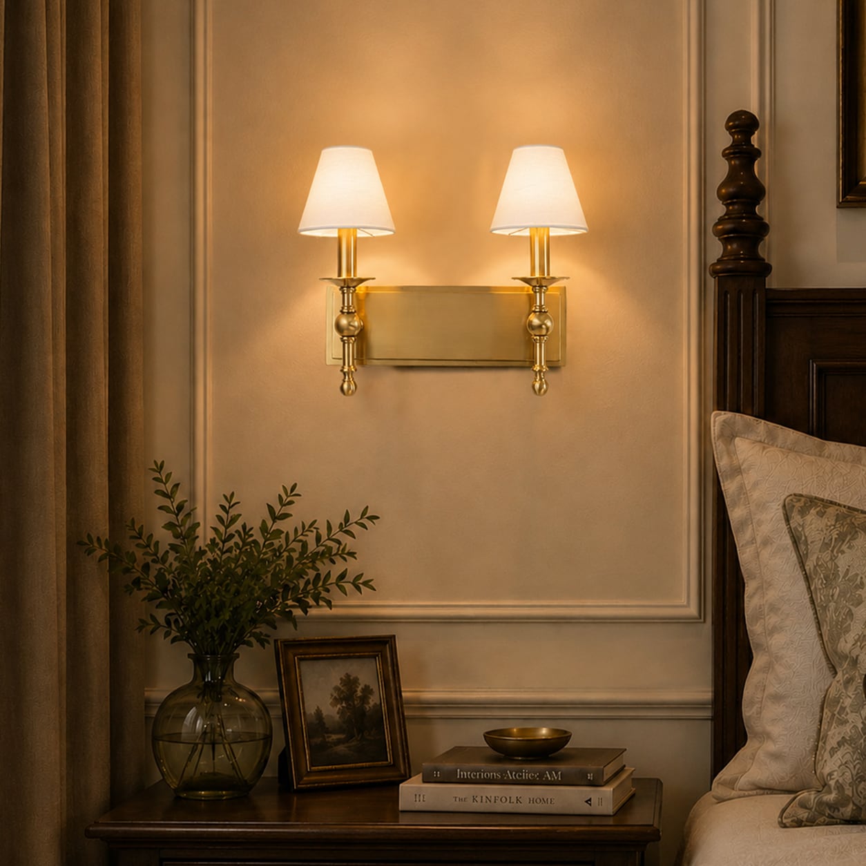 AloaDecor Lighting 16-in W 2 -Light Brushed Brass Hardwired Dry Wall Sconce