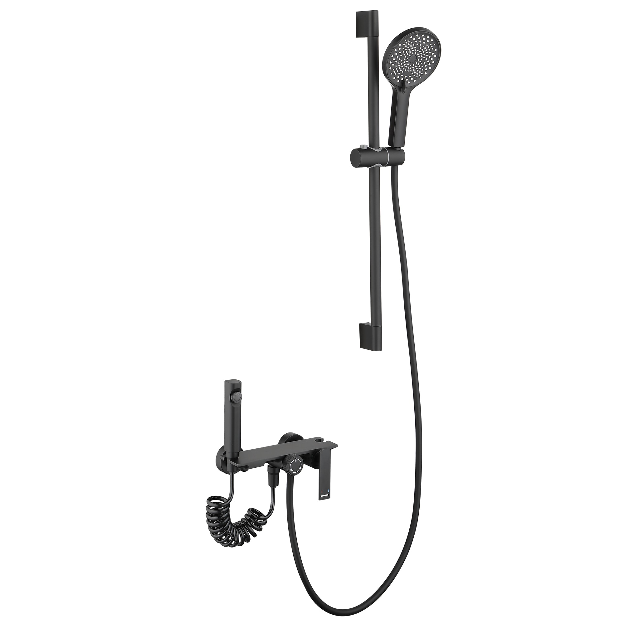 LUCKY ONE MD-JMSW02386 Matte Black Dual Head Built-In Shower Faucet System with 3-way Diverter Valve Included )