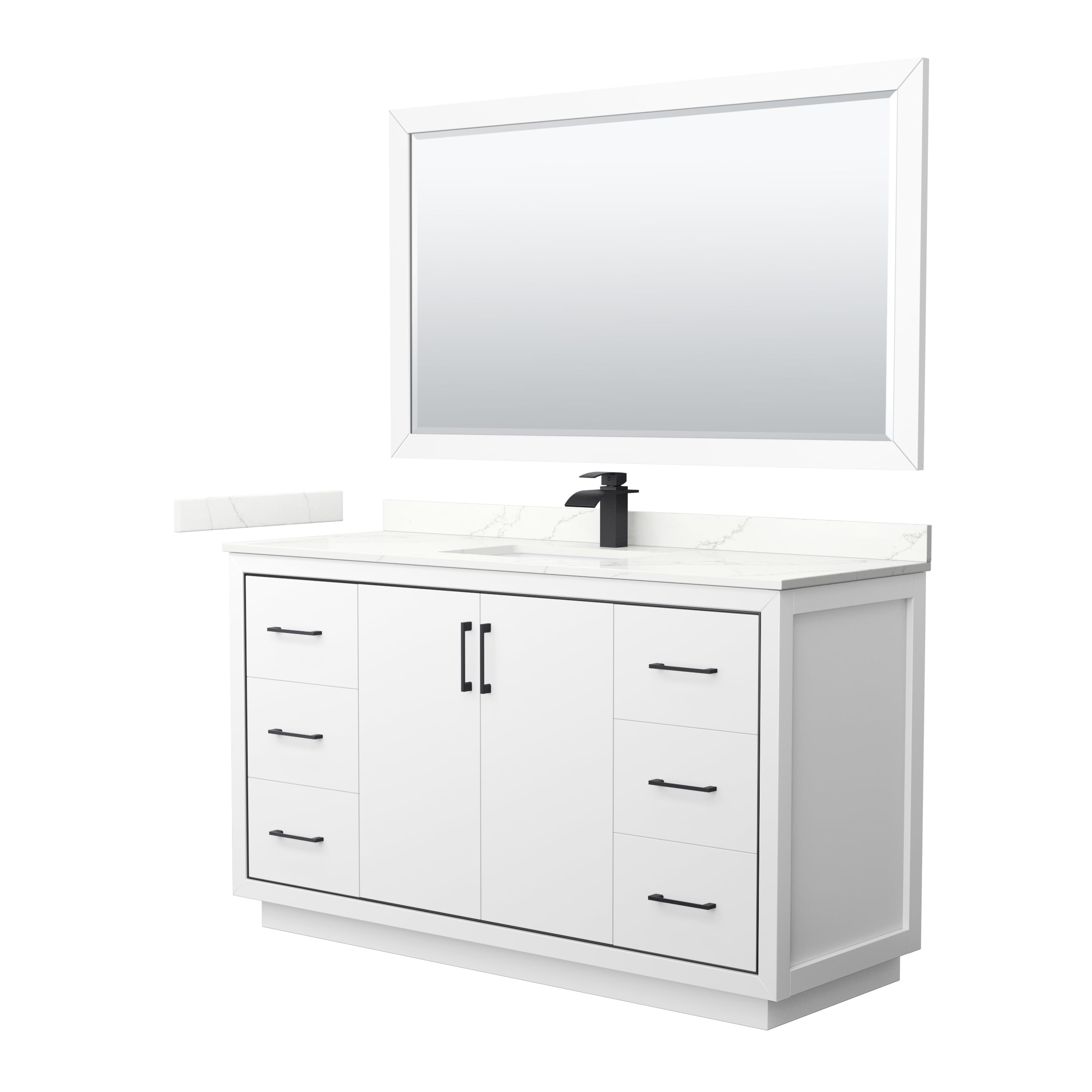 Wyndham Collection WCF111160SWBGTUNSM58 Icon 60-in White Undermount Single Sink Bathroom Vanity with Giotto Quartz Top (Mirror Included)