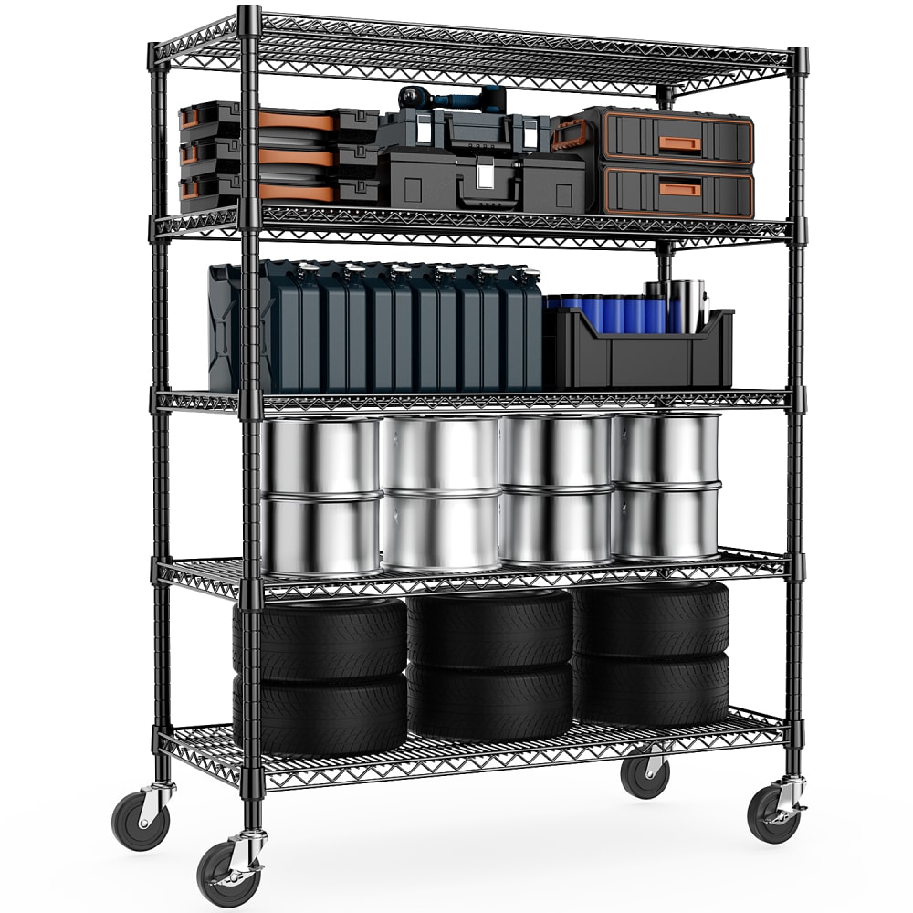 Wooakway 2200 LBS Heavy Duty 5-Tier Freestanding Shelving Unit - Industrial Metal Utility Storage Shelves with Adjustable Height