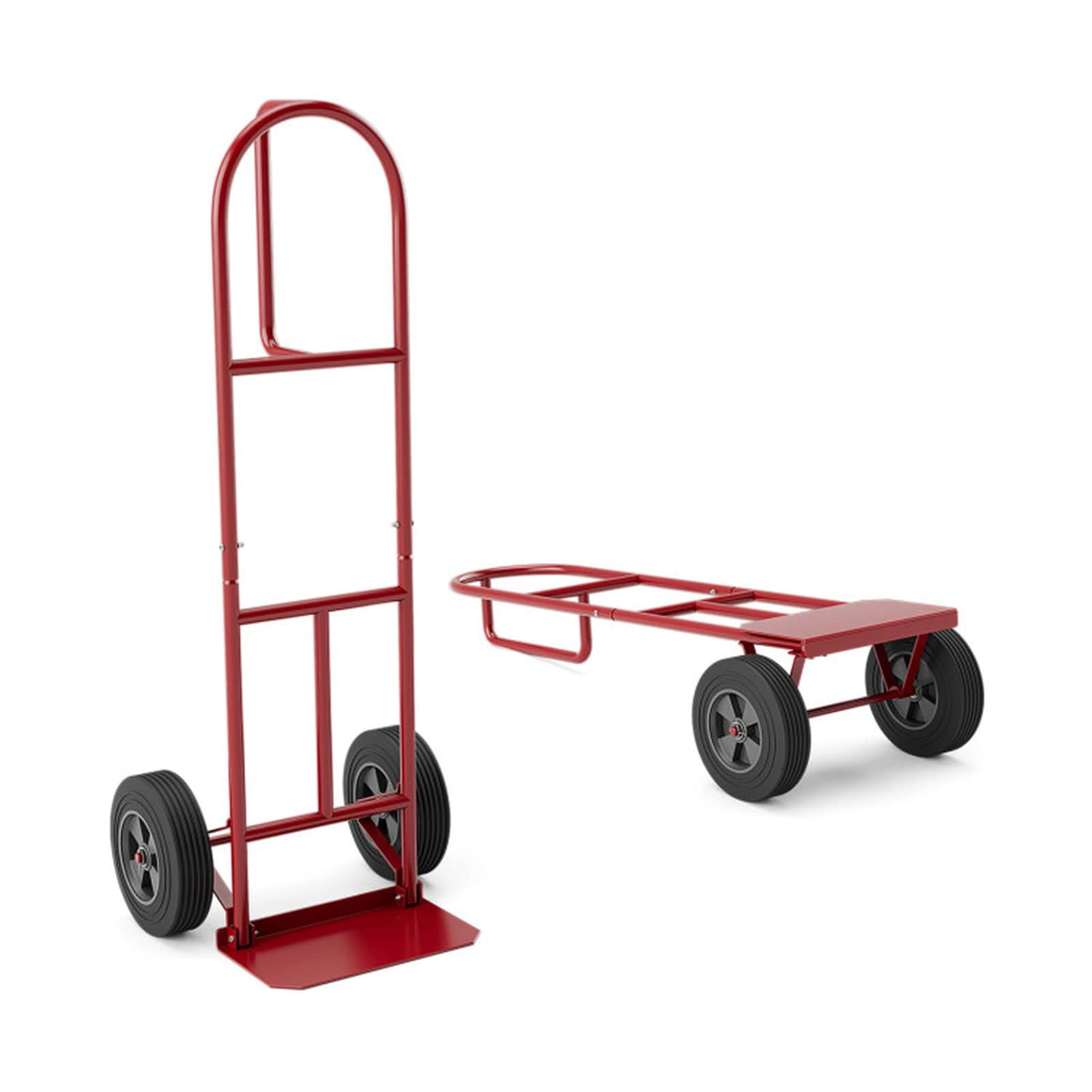 SUGIFT Sack Truck with 10-in Wheels and Foldable Load Area-Red
