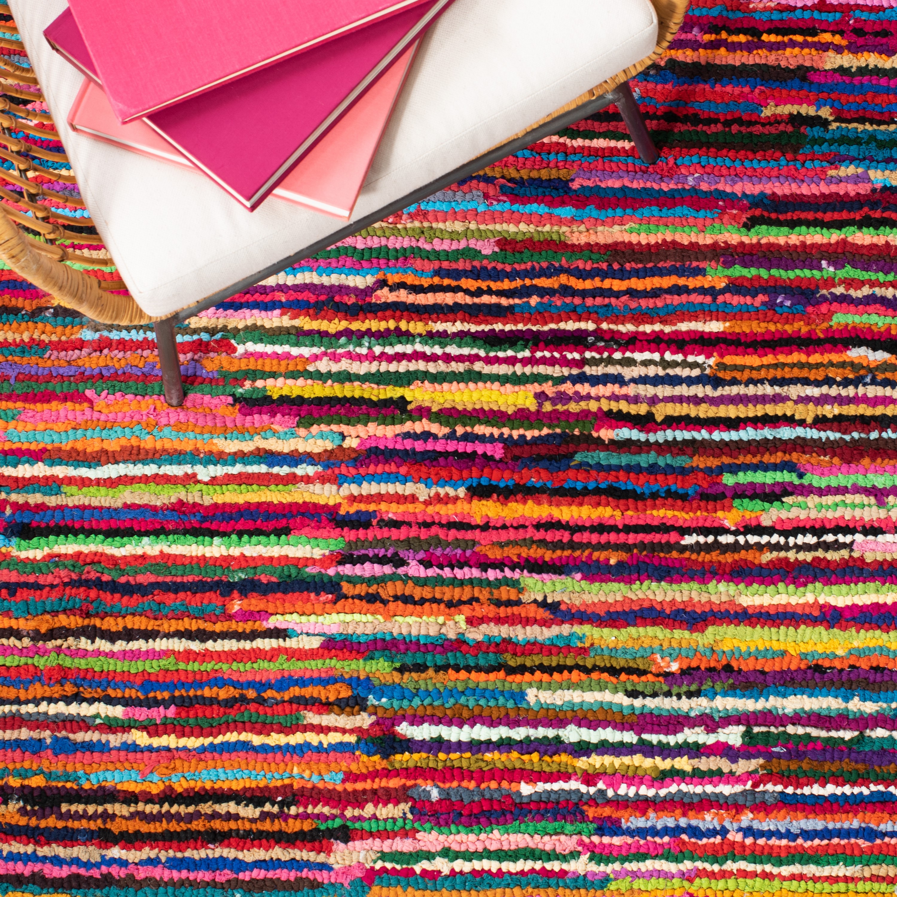 Hand-Tufted Cotton Reversible Rectangular Kids Rug in Red and Multicolor