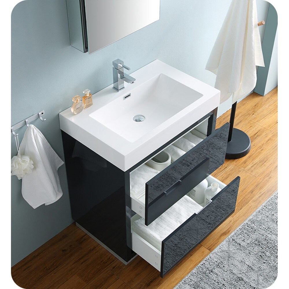 Fresca Valencia 30-in Dark Slate Gray Single Sink Bathroom Vanity with ...