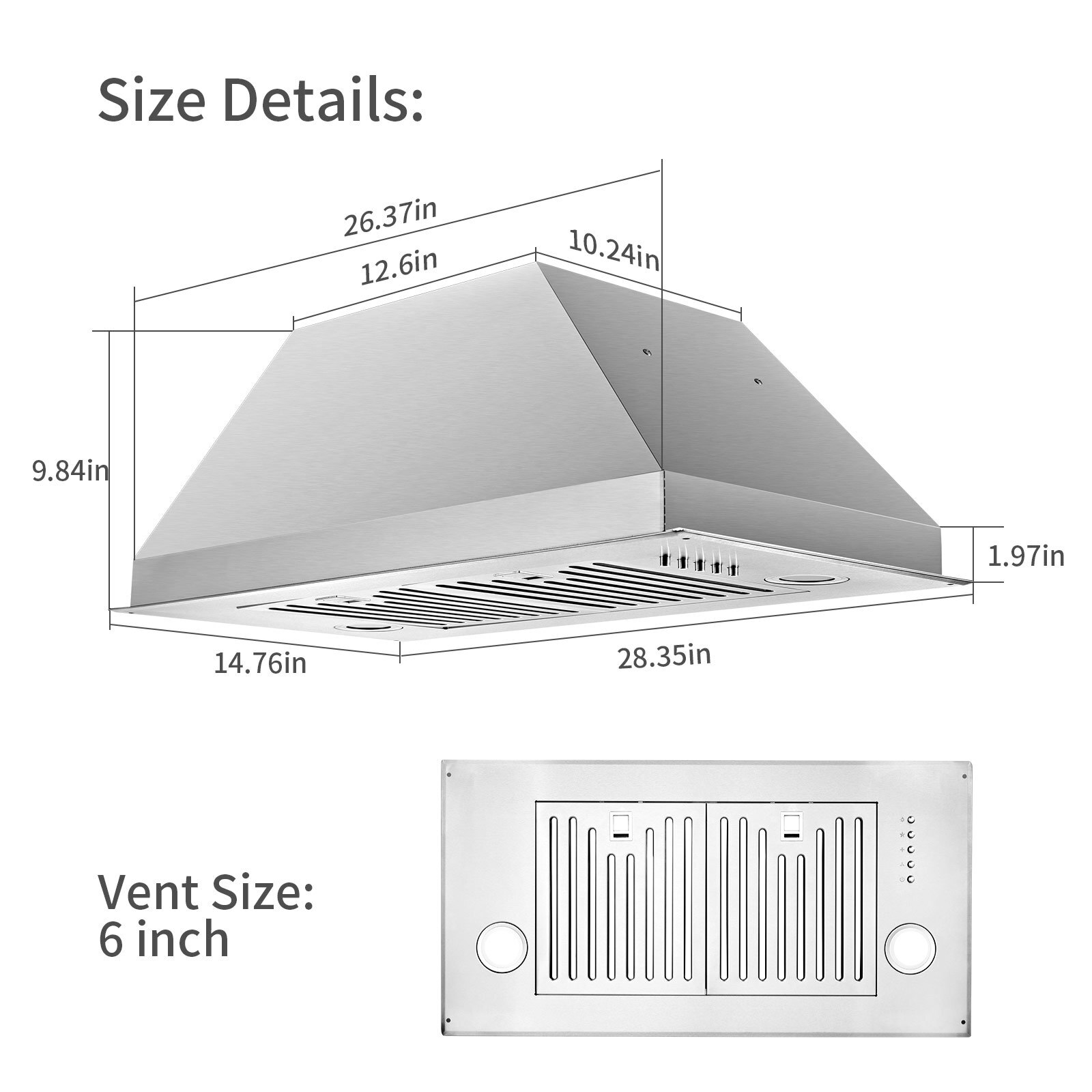 Maocao Hoom 30-in 600-CFM Convertible Silver Under Cabinet Range Hoods ...