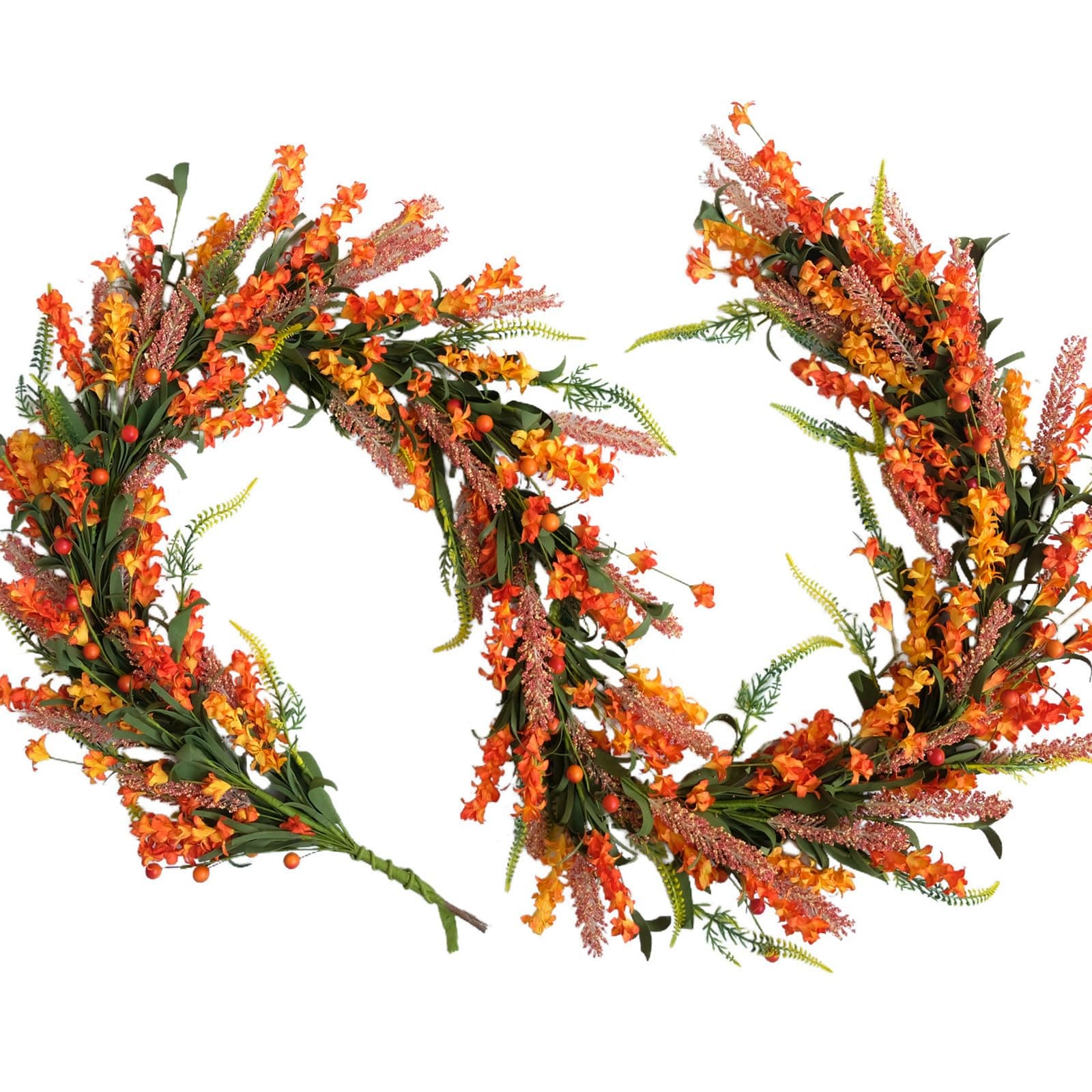 KIWDZFU  70 Inch Fall Flower Garland with Berries and Wheat Picks for Front Door Indoor Outdoor Seasonal Home Decoration durable