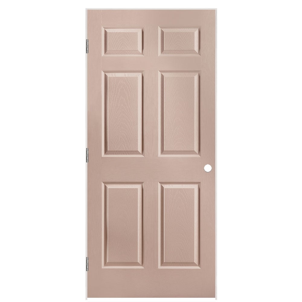 Masonite 1316945 36-in x 80-in Sandpiper Solid core 6-panel Right hand Textured Prefinished Molded composite Flat Jamb Single Prehung Interior Door