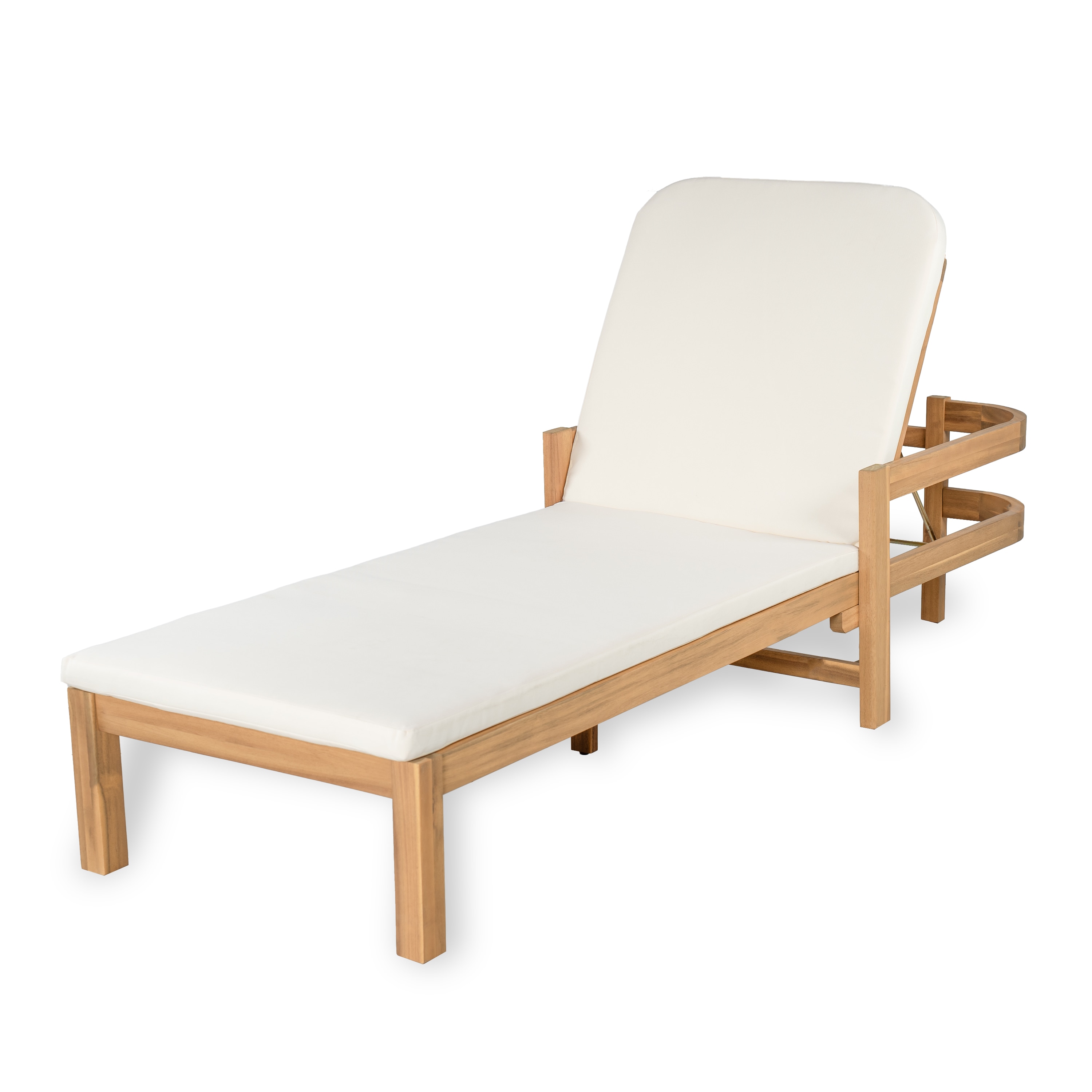 Christopher Knight Home Cart Outdoor Acacia Wood Adjustable Chaise Lounge #333678