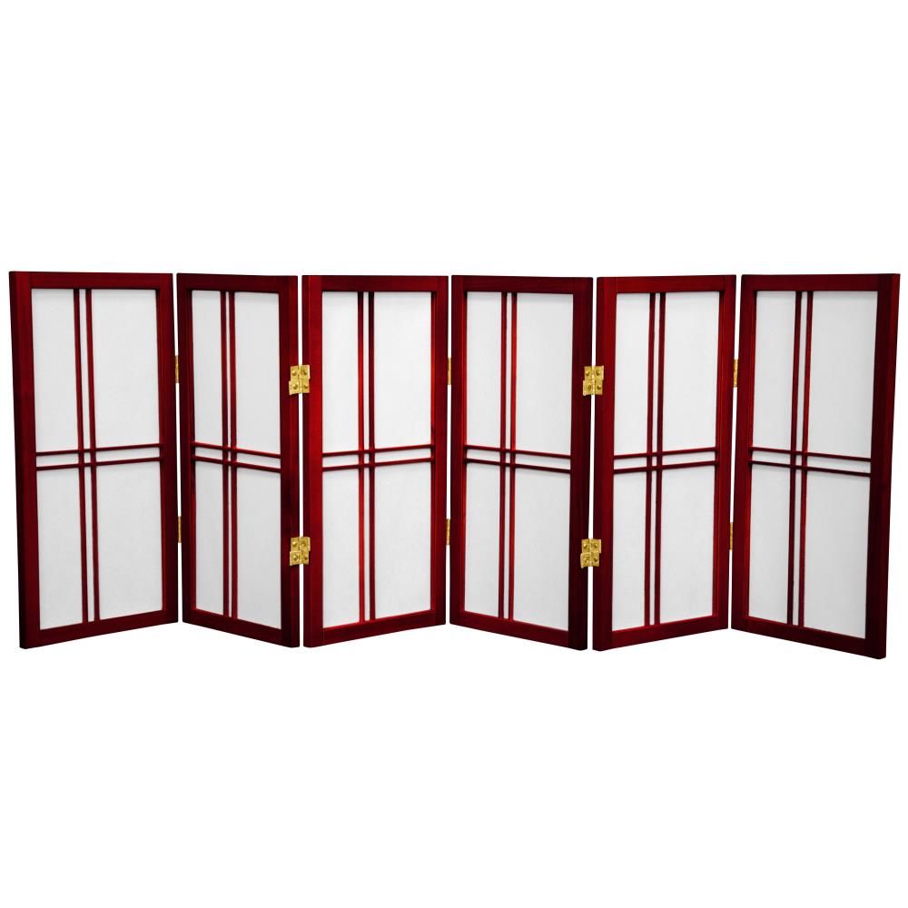 Red Lantern 6-Panel Rosewood Paper Folding Shoji Style Room Divider in ...