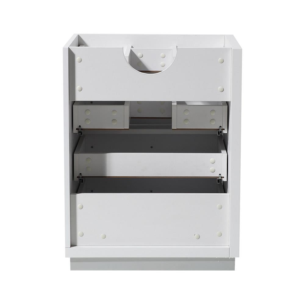 White Engineered Wood Single Bathroom Vanity Base with Drawers