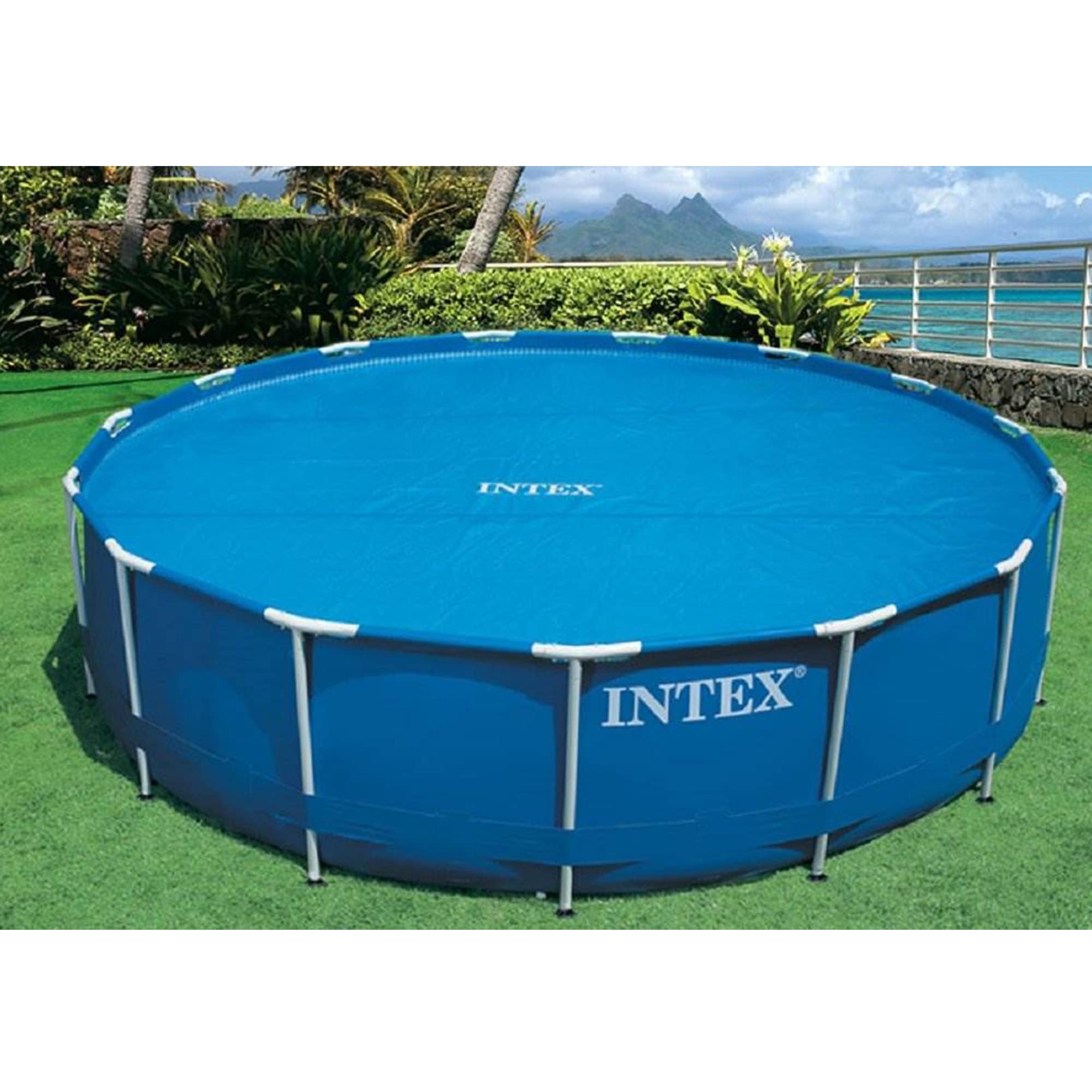 Intex 8-ft x 8-ft Vinyl Solar Round Pool Cover 124969 at Lowes.com