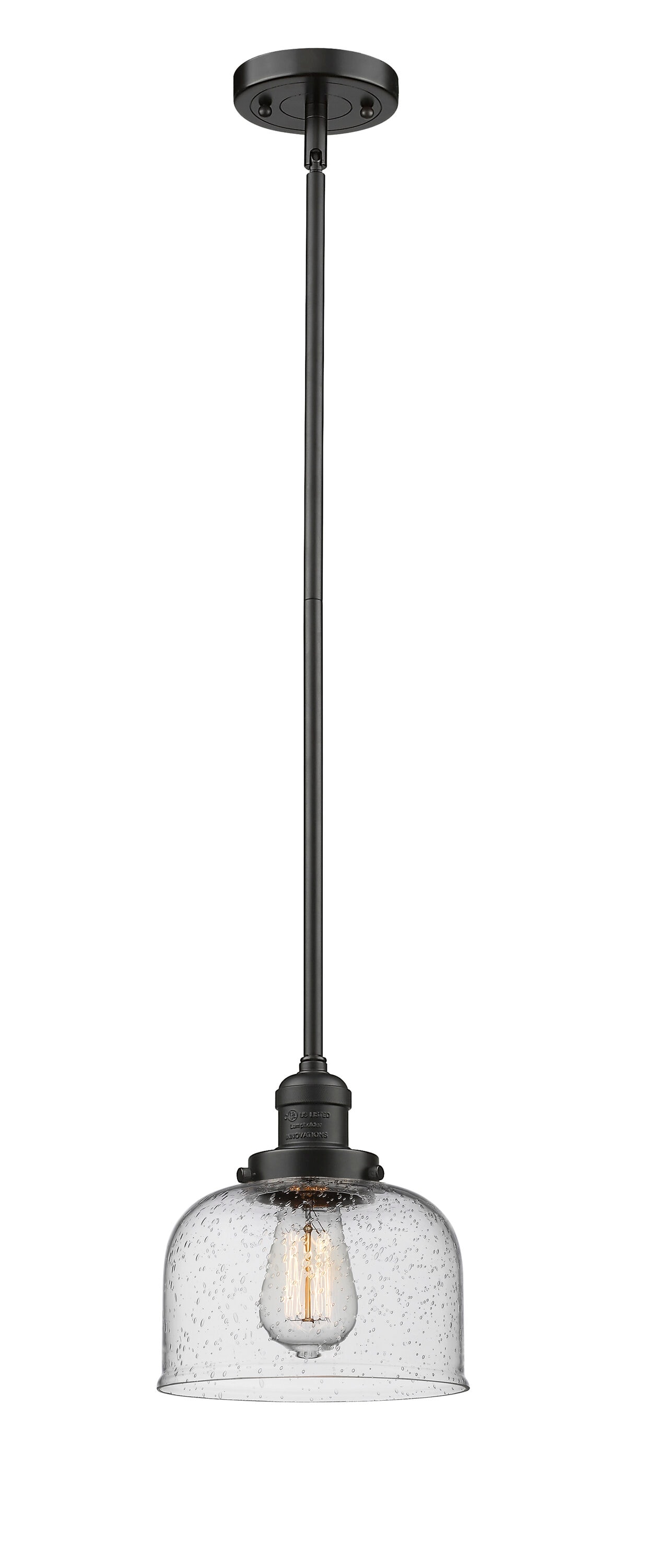 Innovations Lighting 201S-OB-G74 Bell Oil Rubbed Bronze Industrial Seeded glass Bell Medium Hanging Pendant light