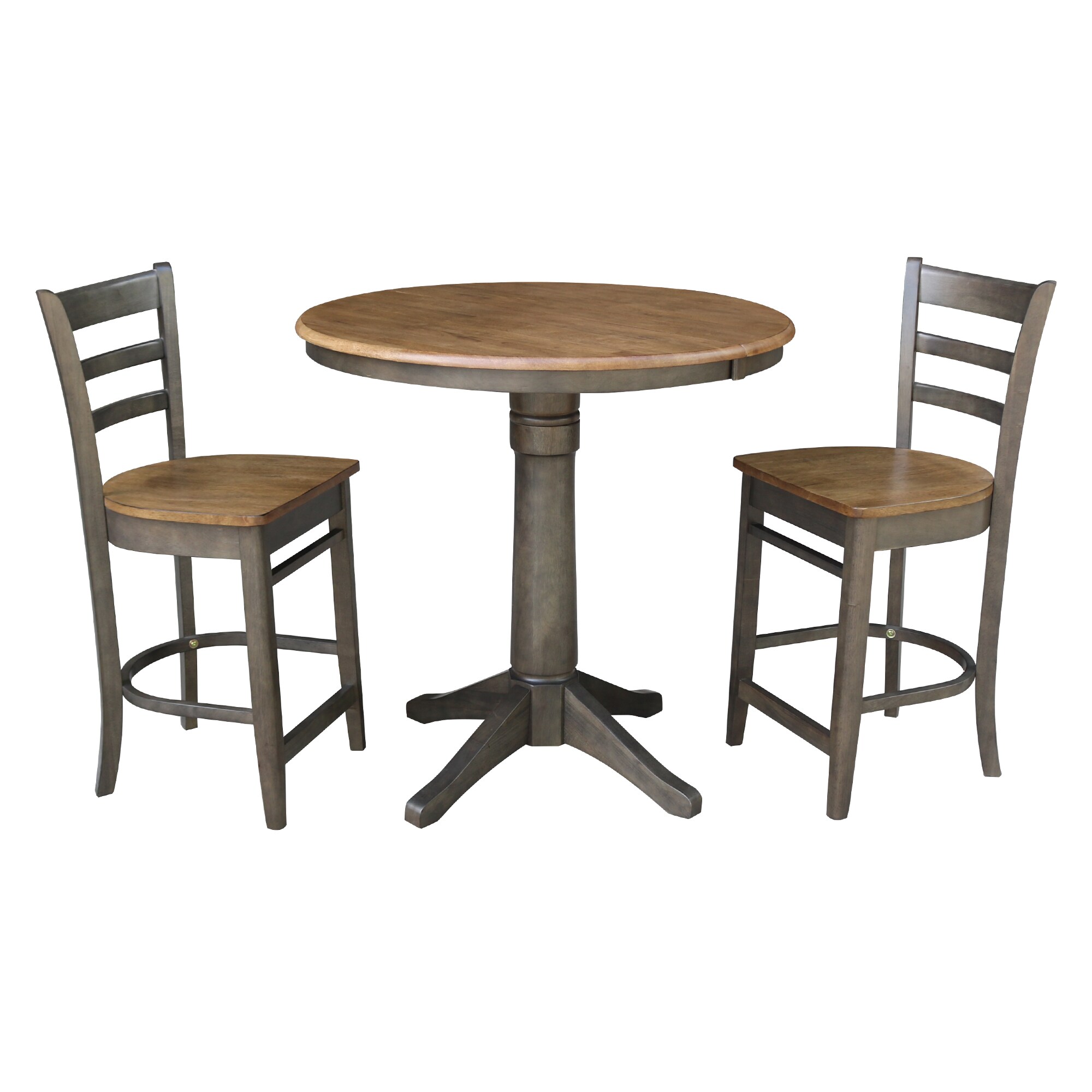 International Concepts K45-36RXT-27-S6172-2 Hickory/Washed Coal Traditional Dining Room Set with Round Table ( Seats 4 )