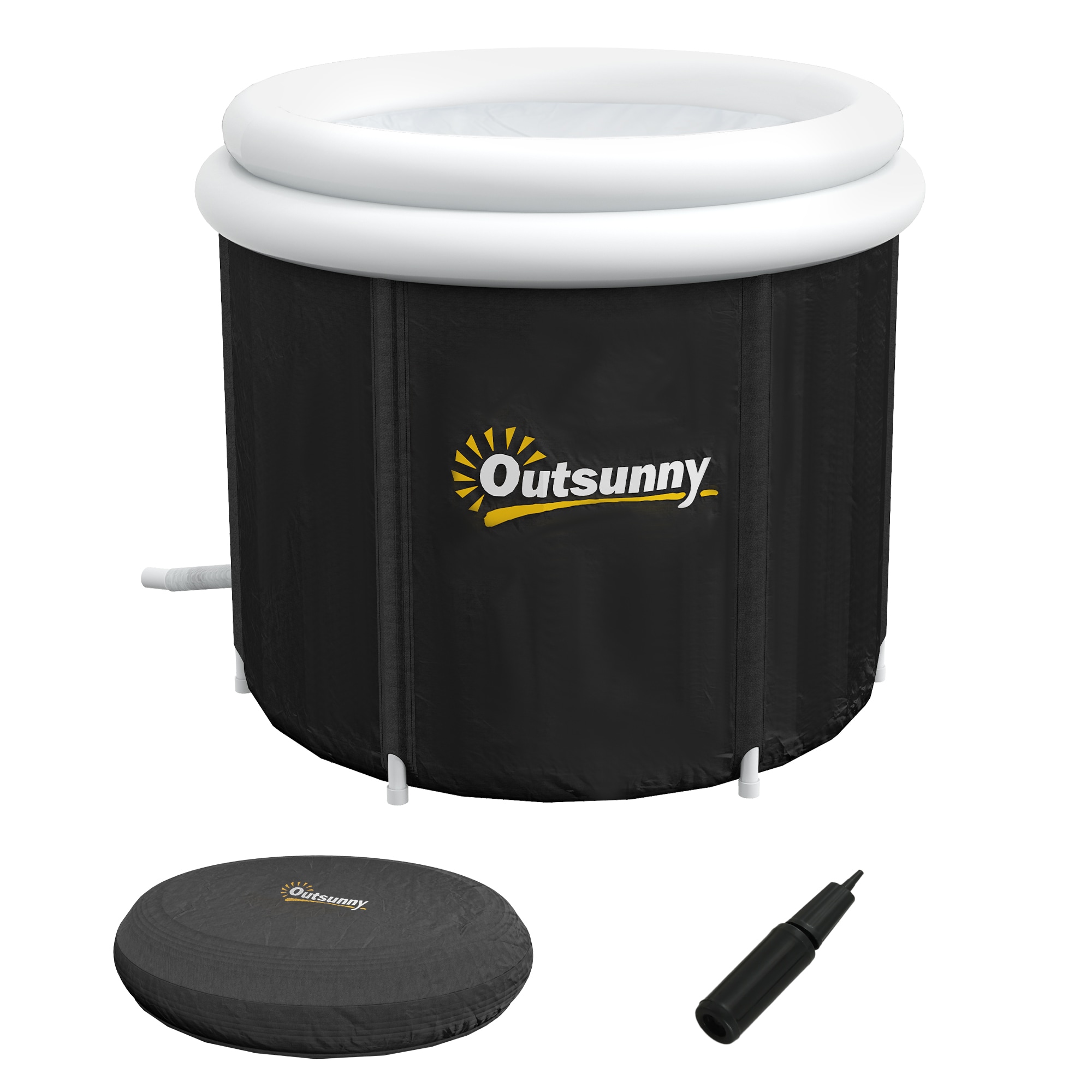 LUXEYARD Outsunny Ice Bath Tub 79 Gallon Outdoor Portable Cold Plunge Tub with Thermo Lid Cover and Carry Bag for Athletes Recovery and Cold Water Therapy Black