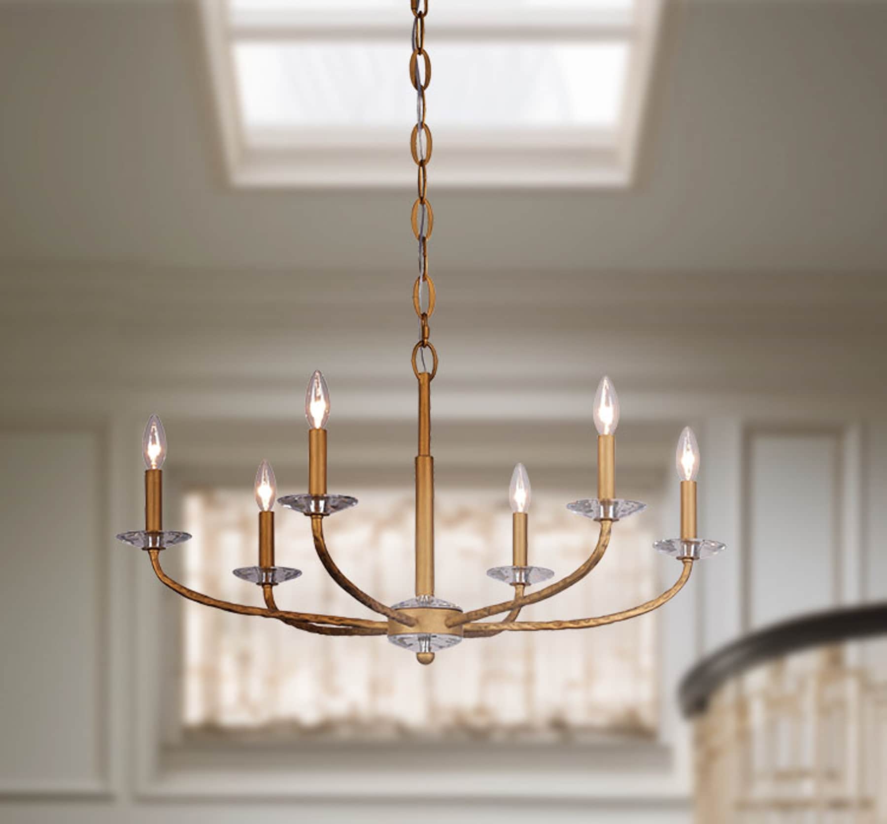 Minka Lavery 5286-788 Atella 6 -Light Matte Gold Traditional Crystal For Use in Bedrooms, Dining Rooms, Foyers, Kitchens, Living Rooms Chandelier