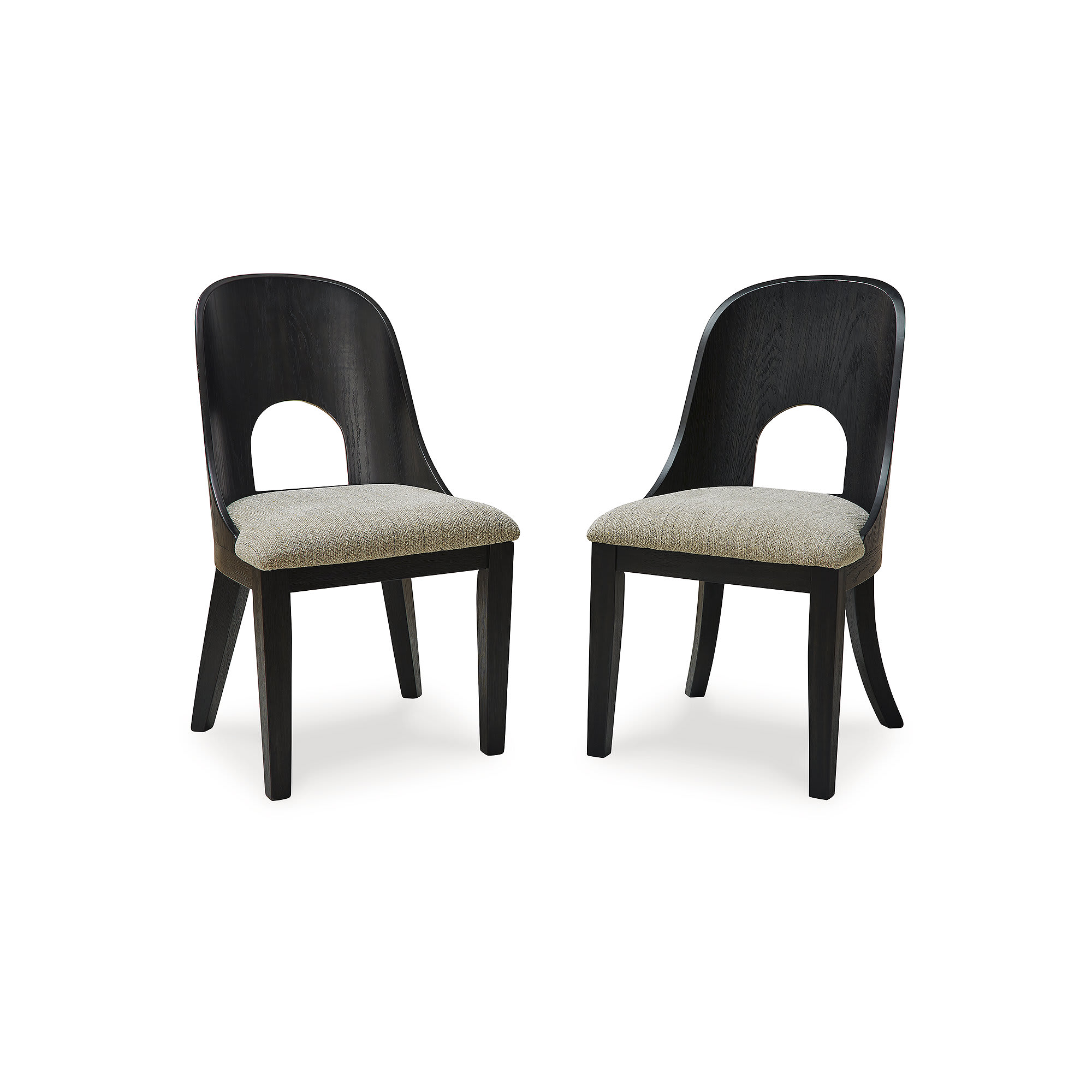 Signature Design by Ashley Rowanbeck Upholstered Dining Side Chair Art Deco Curved Back Black and Gray