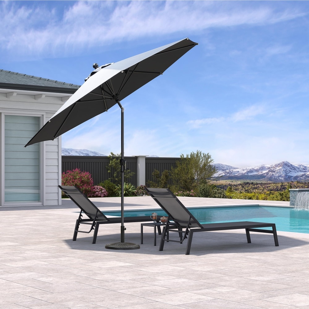 PURPLE LEAF LS03-MLZXR10-GY 10-ft Aluminum Gray Crank Market Patio Umbrella