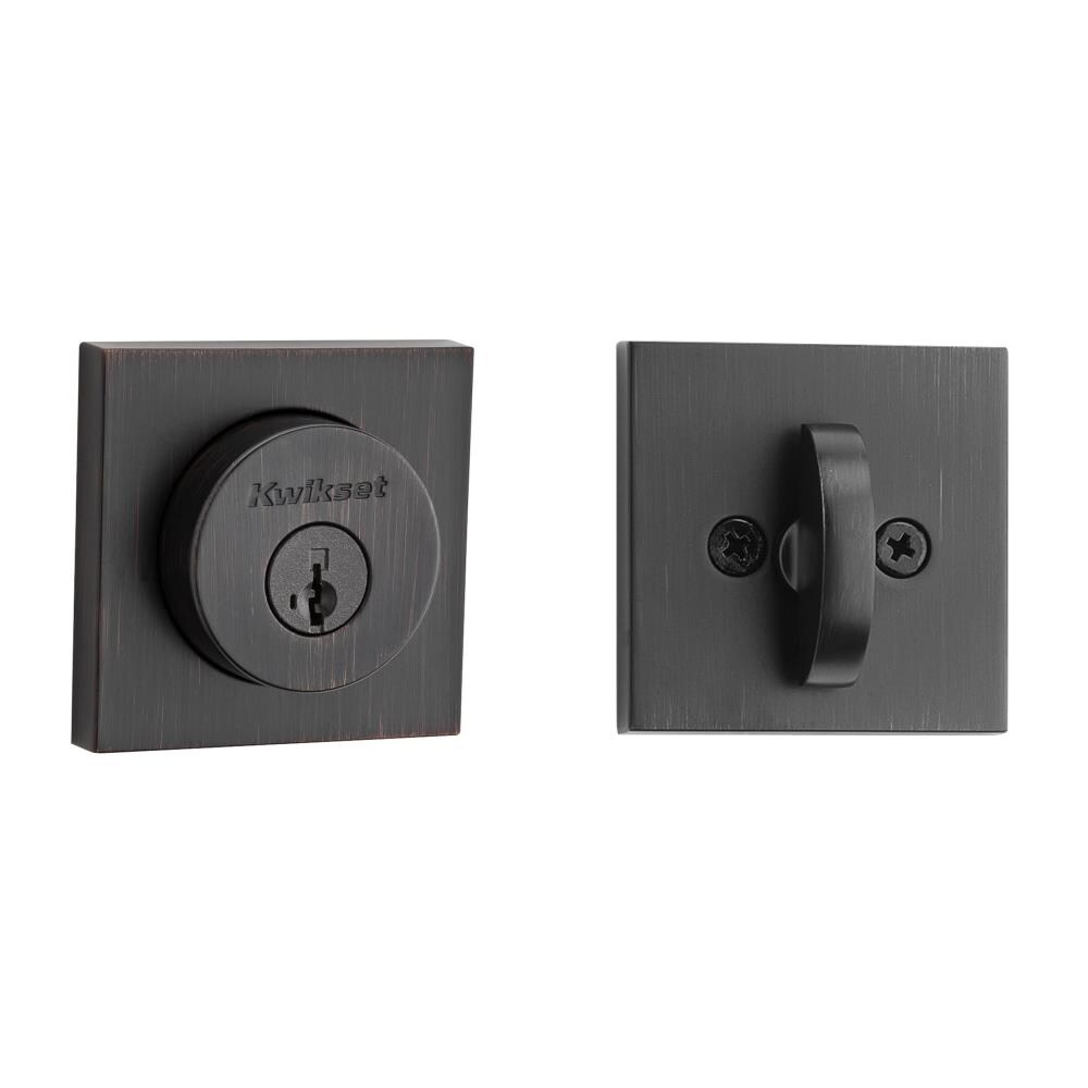 Kwikset 99910-061 Halifax Keyed Entry Lever and Downtown Single Cylinder Deadbolt Combo Pack featuring SmartKey Security in Venetian Bronze