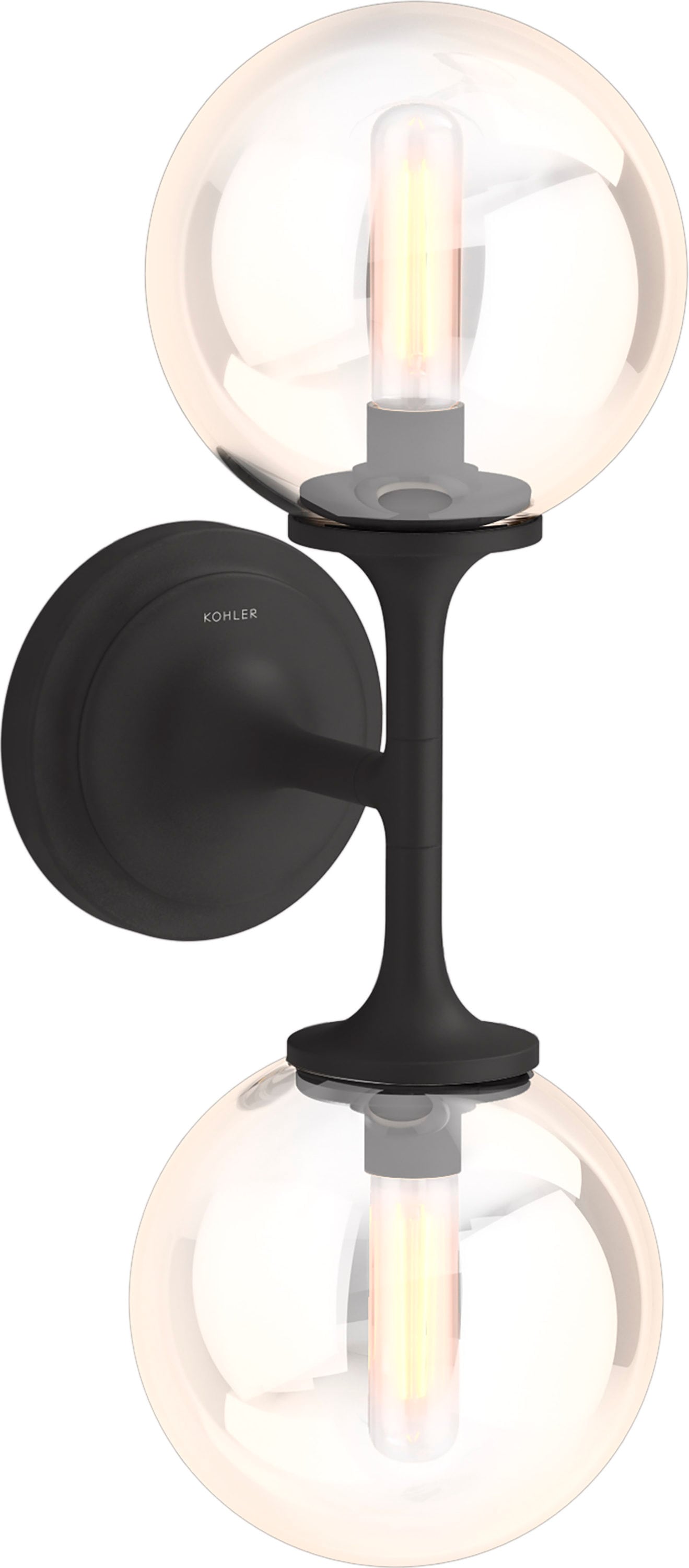 KOHLER 31762-SC02-BLL Bellera 5.94-in W 2 -Light Matte Black Transitional Wall Sconce