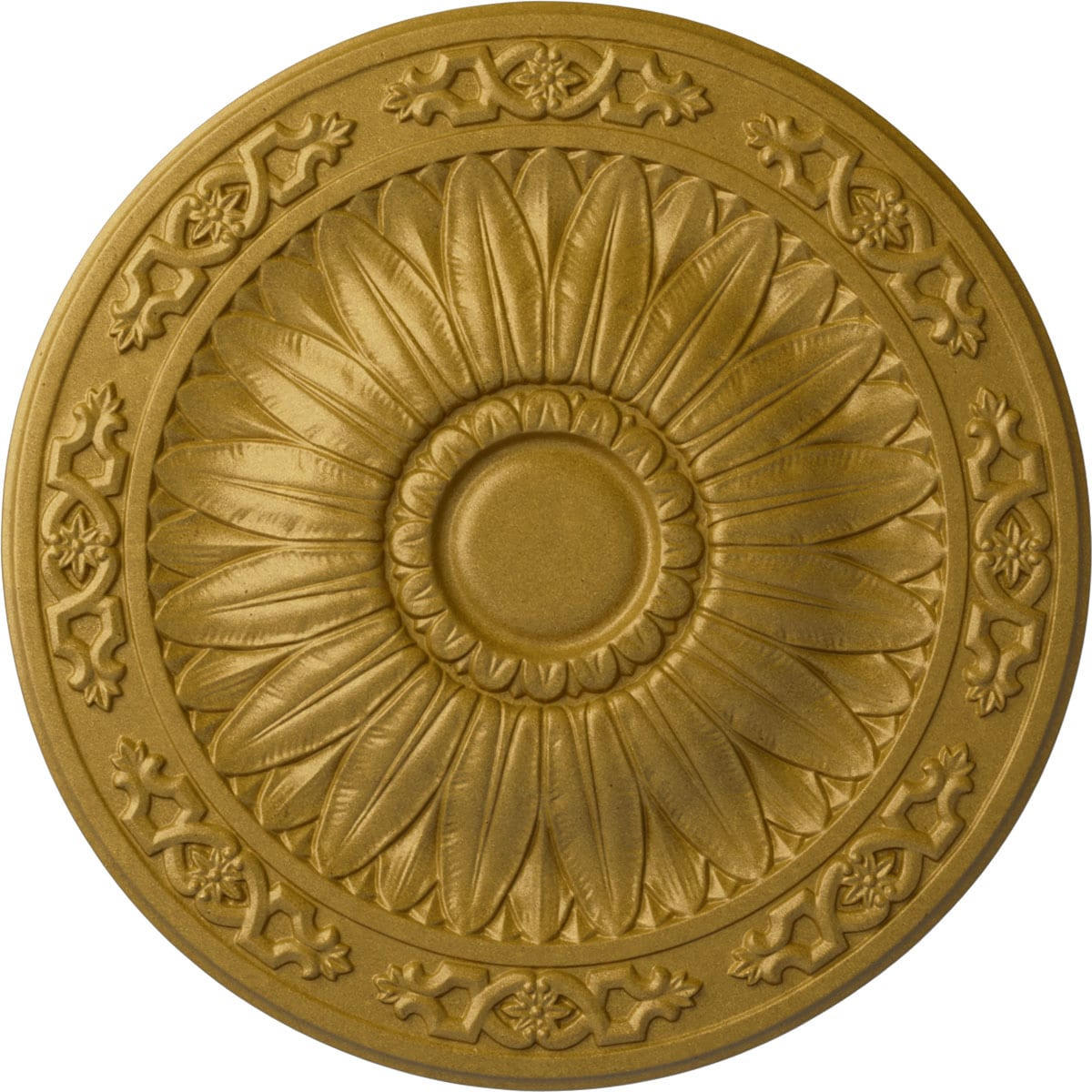 Ekena Millwork CM20LUPGS Lunel 20.25-in W x 20.25-in L Painted Pharaohs Gold Polyurethane Whole Ceiling Medallion