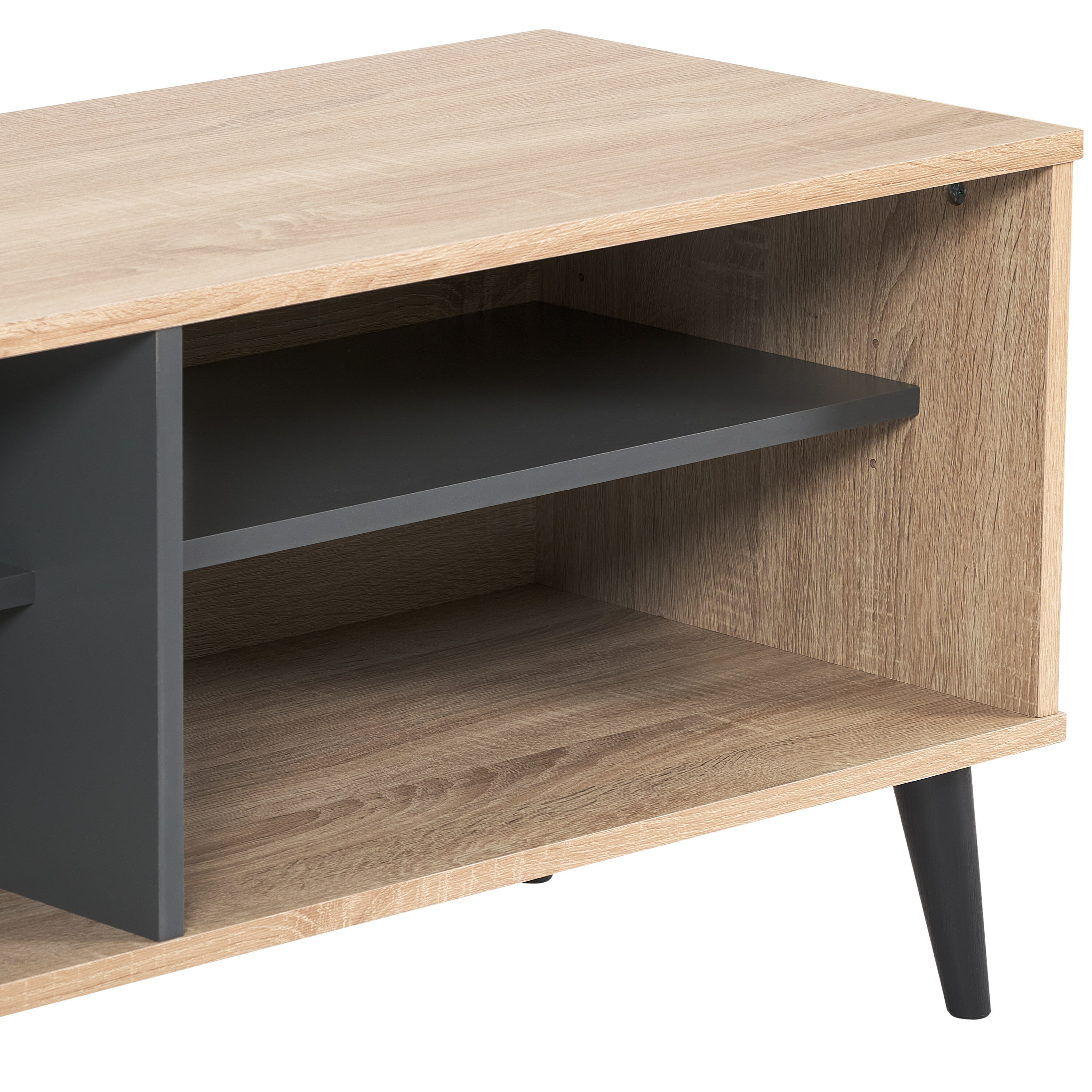 CorLiving Cole Light Woodgrain And Gray TV Stand With Open Shelves For ...