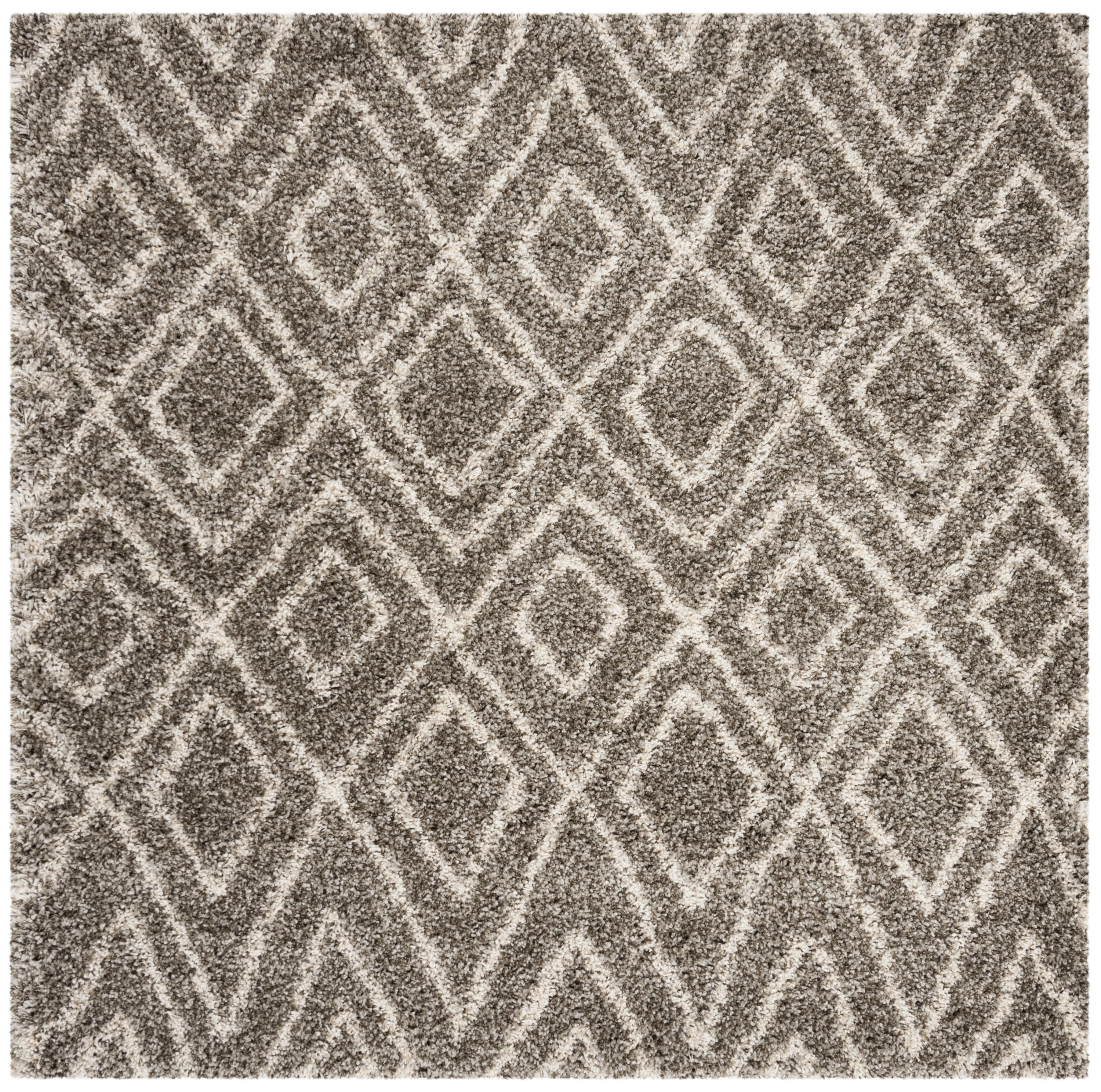 Safavieh SGH332B-7SQ Hudson Acadia Shag 7 x 7 (ft) Loomed Polypropylene Gray/Ivory Square Indoor Abstract Moroccan Area rug