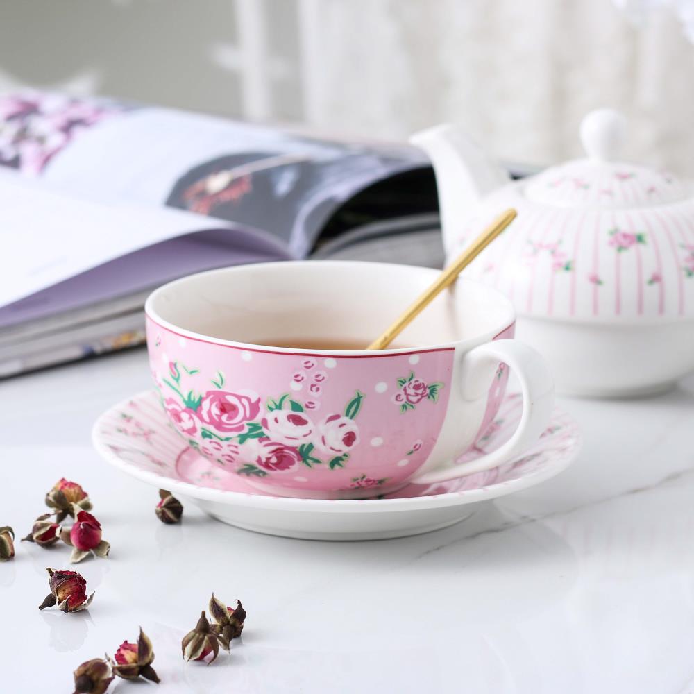 MALACASA Porcelain Tea Pot Set for One 11 Ounce Teapot 1 Piece Teacup and  Saucer Set SWEET.TIME-012 - The Home Depot