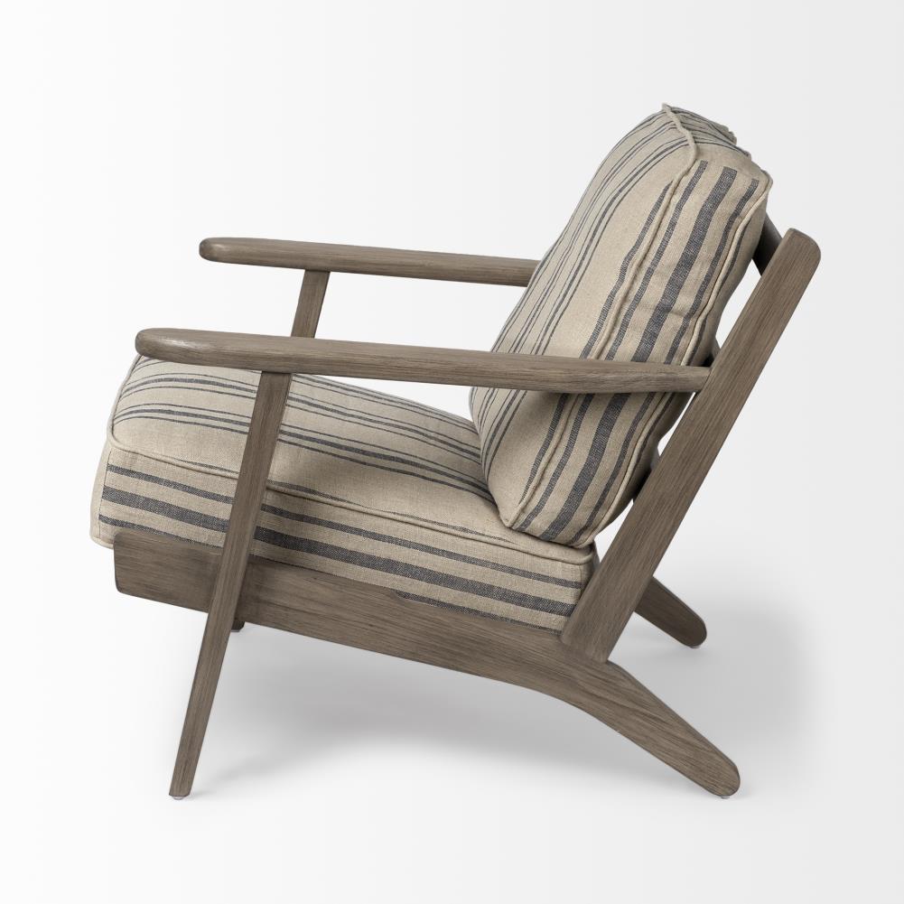 Mercana Home Brayden Light Brown Wood w/ Beige Fabric Seat Accent