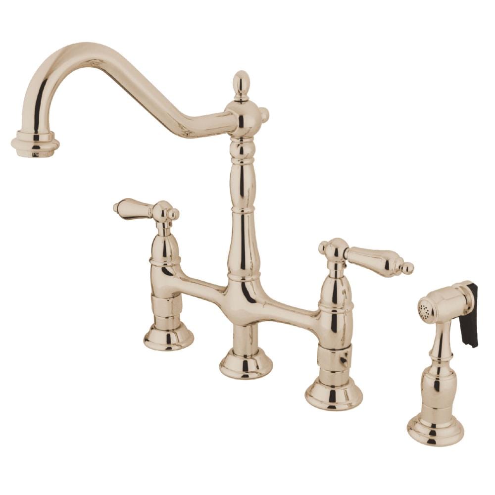 Kingston Brass Heritage Polished Nickel Double Handle Bridge Kitchen ...