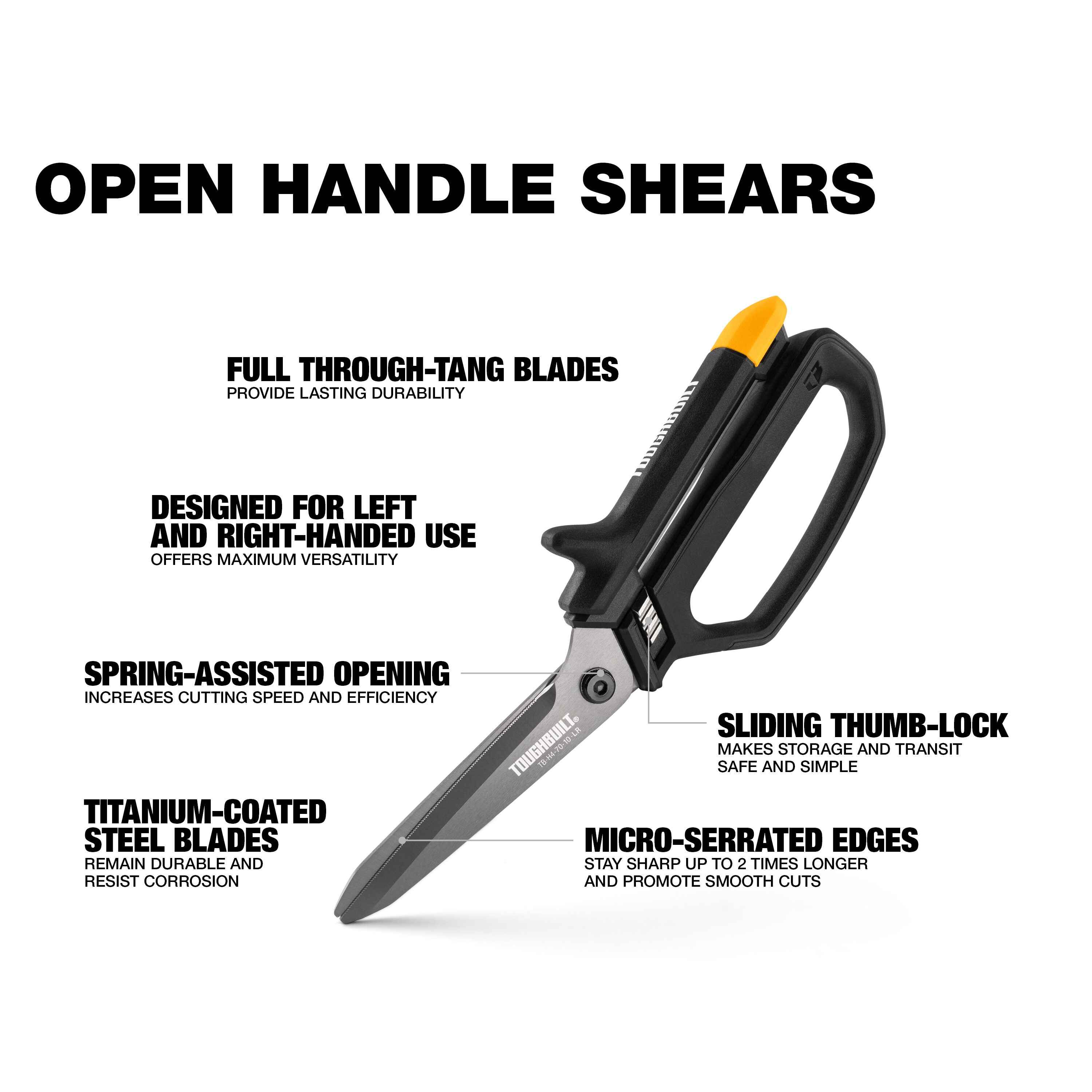 TOUGHBUILT 5-in Micro-serrated Open Handle Spring Assisted