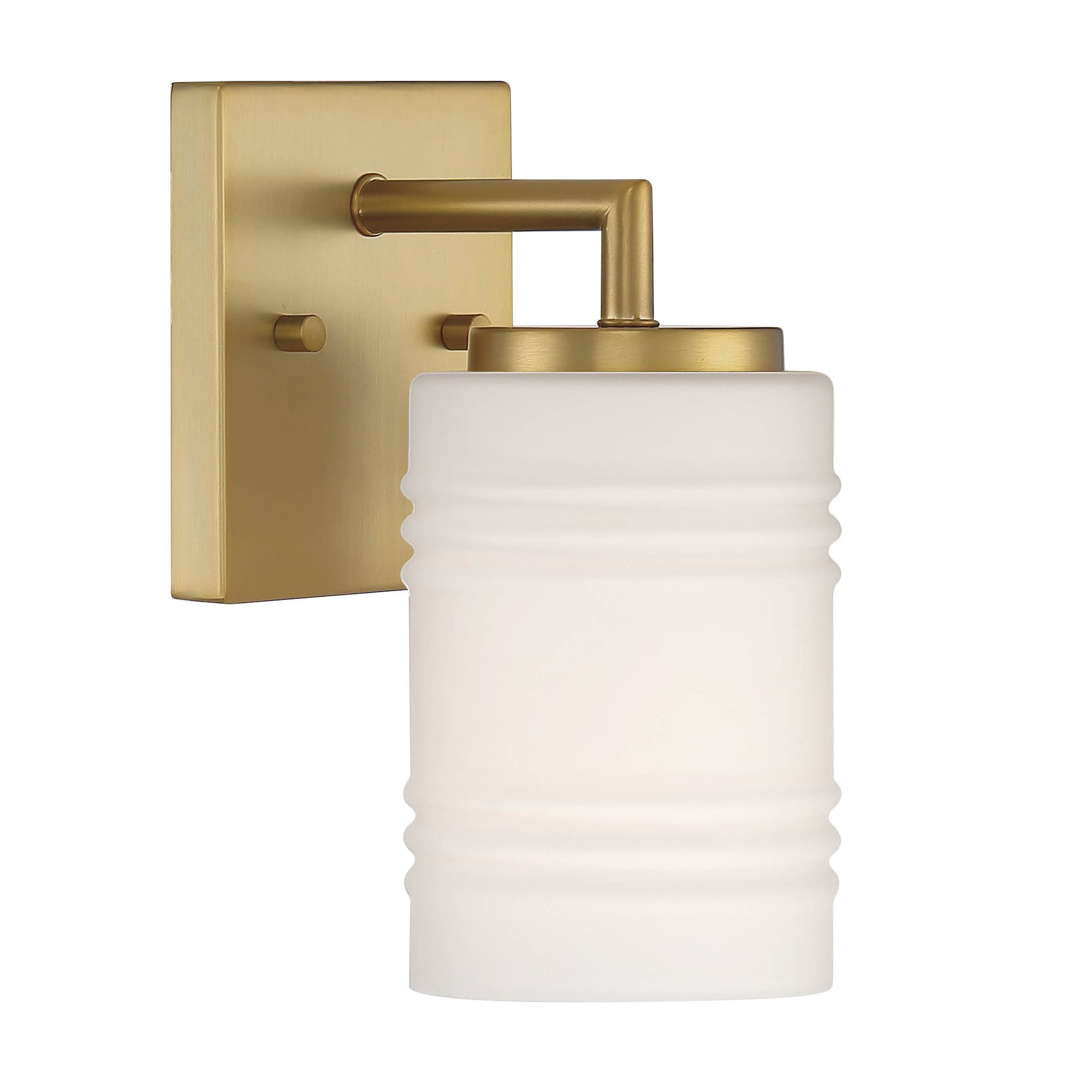 Leavenworth Brushed Gold Dimmable Wall Sconce with Opal Glass Shade