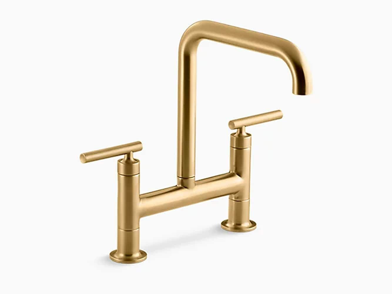 KOHLER K-7547-4-2MB Vibrant Brushed Moderne Brass Double Handle Deck-mount Bridge Kitchen Faucet