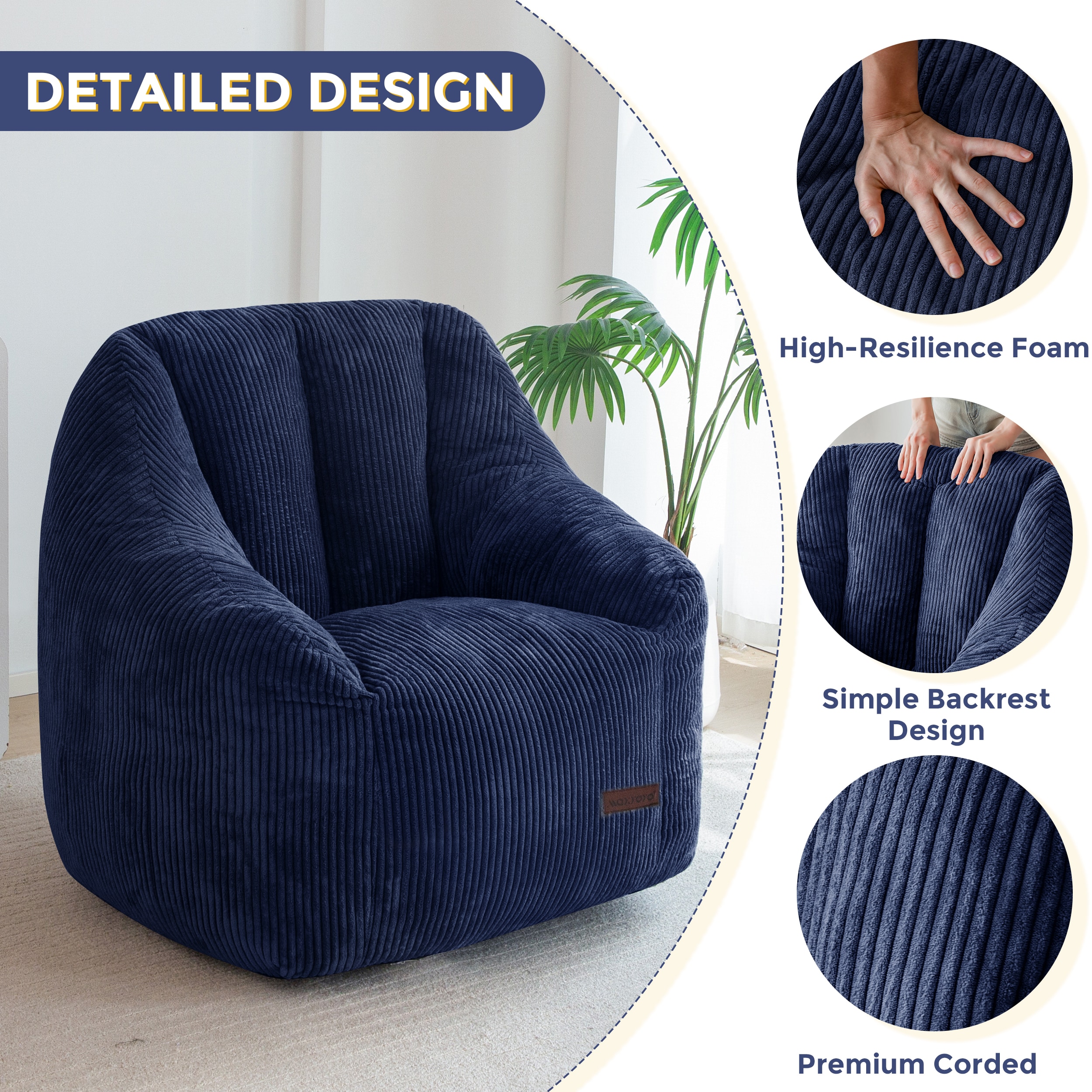 MAXYOYO B-BBS-A05-GR-6FT Bean-Bag-Chairs - View #6
