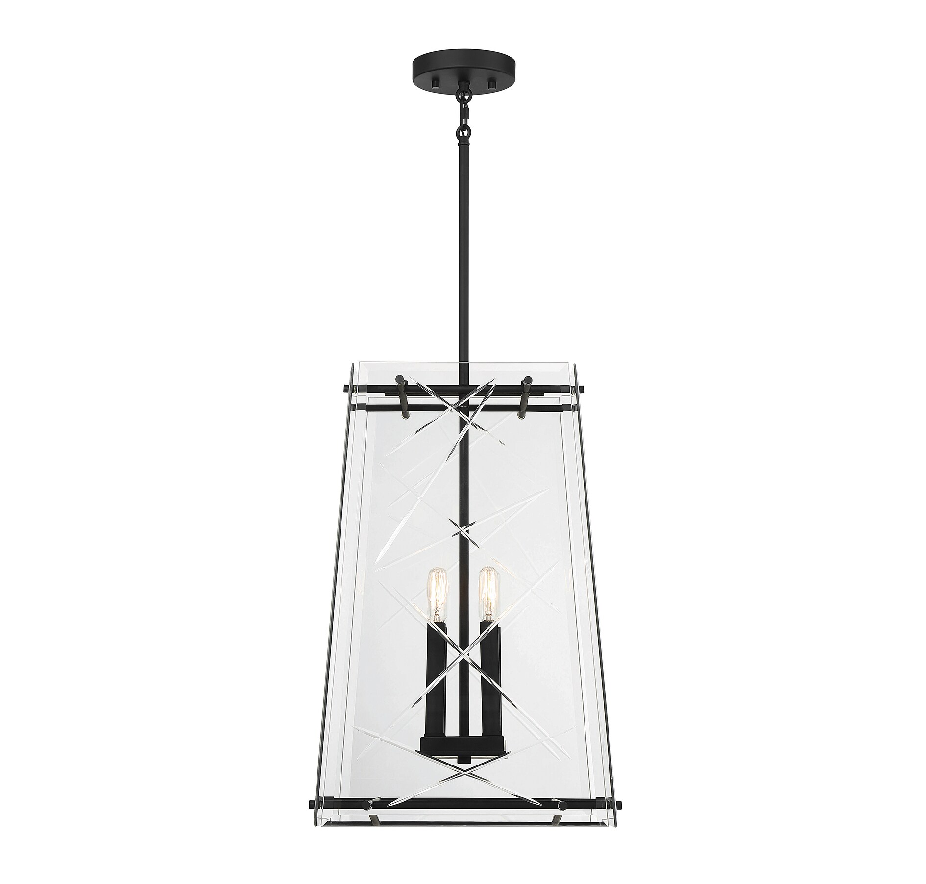 Kole Matte Black and Glass 4-Light Pendant