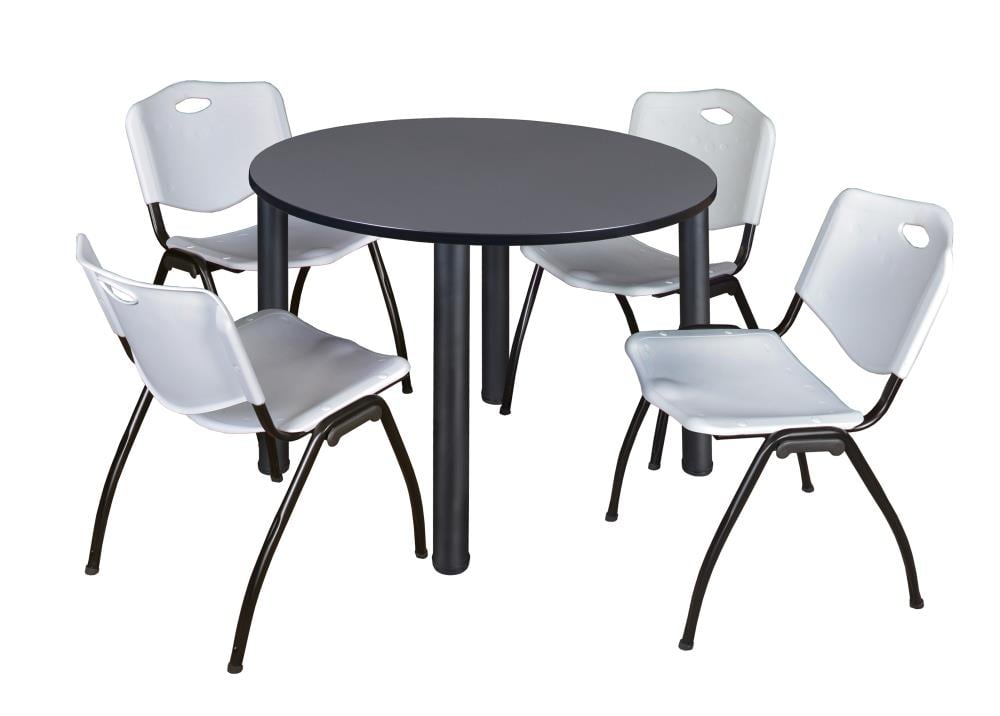 Regency TB48RNDGYBPBK47GY Breakroom Gray 4-Person Training Table (48-in W x 29-in H)