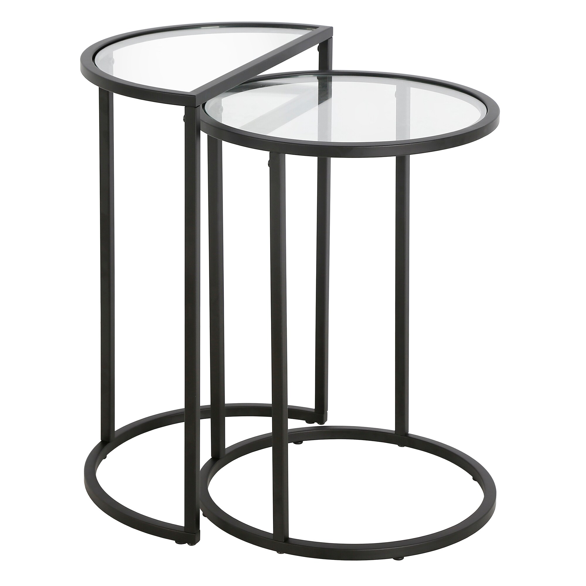 Hailey Home ST0747 Luna 18-Inches W x 24-Inches H Blackened Bronze Glass Round Midcentury End Table Assembly Required
