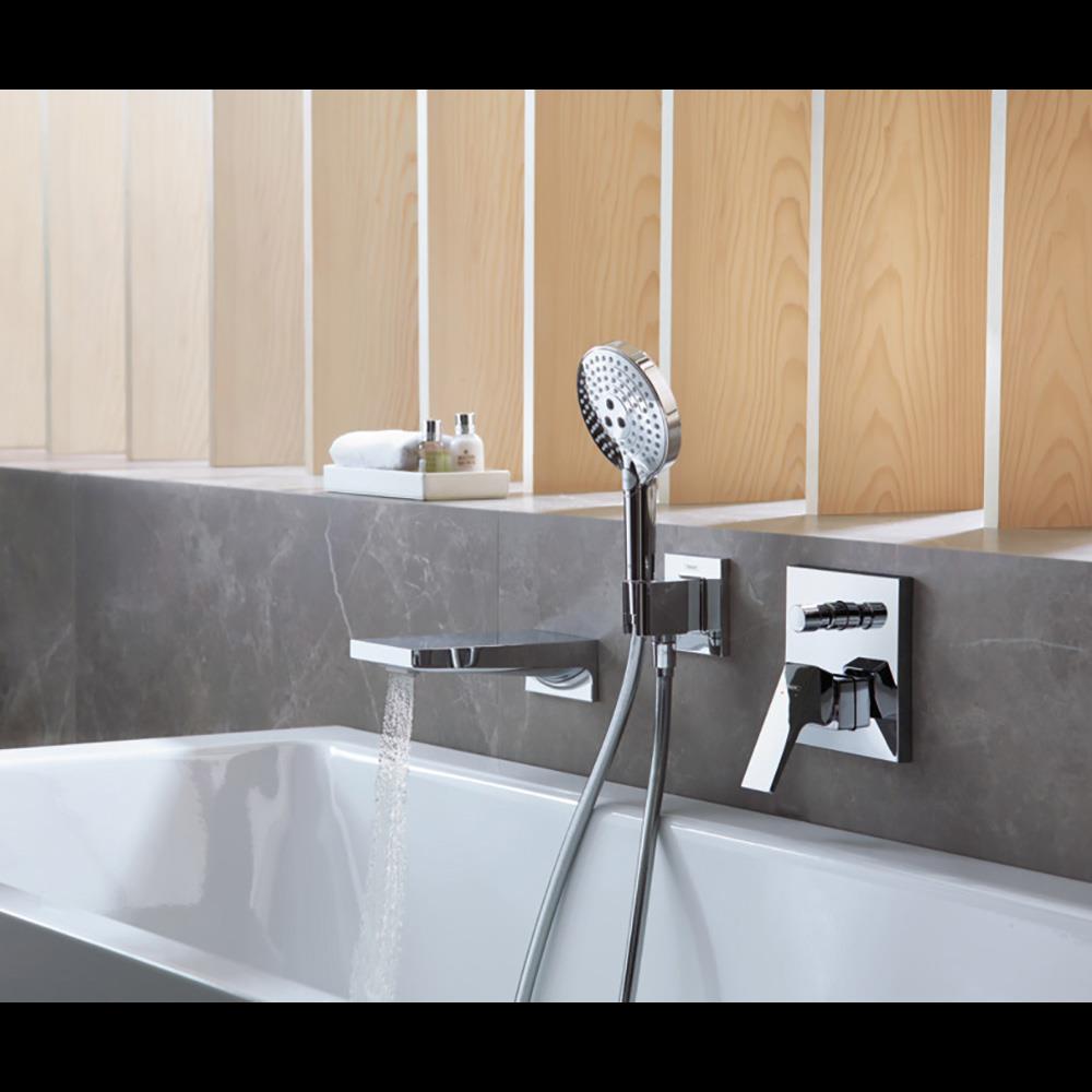 Contemporary Black Chrome Wall Mounted Tub Spout with Diverter