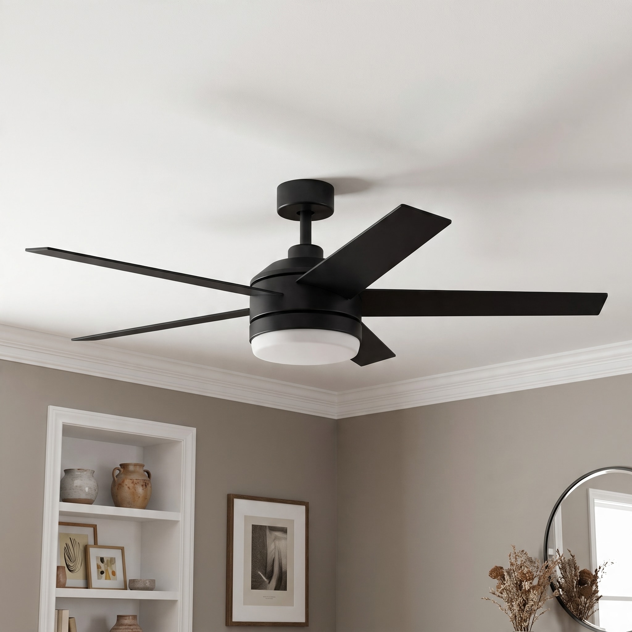 Harbor Breeze Sunport Easy2Hang 52-in Matte Black LED Covered Outdoor Ceiling Fan With Light Chain