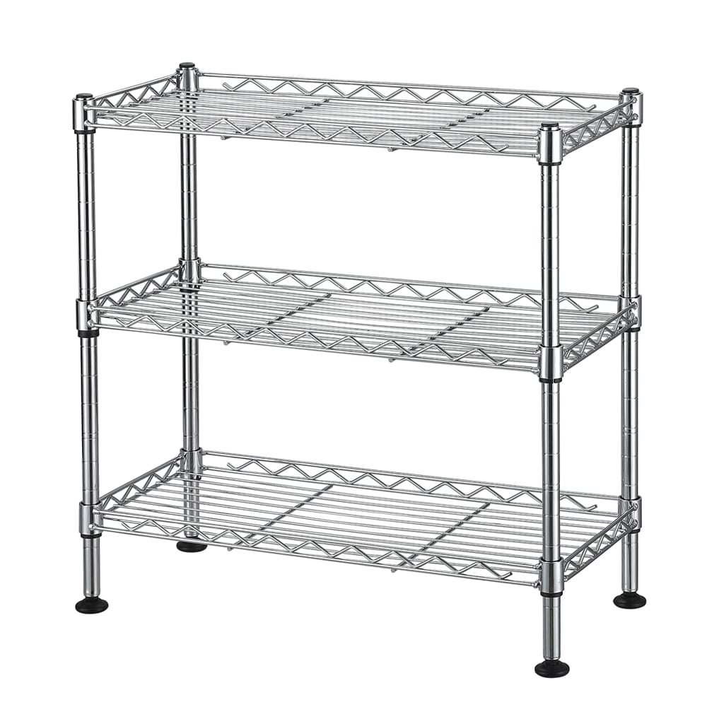 Bestcore 3-Tier Silver Zinc Plated Steel Wire Freestanding Cabinet Organizer Shelf 17.72-in W x 7.87-in D with Adjustable Shelves 66-lb Capacity Per Shelf