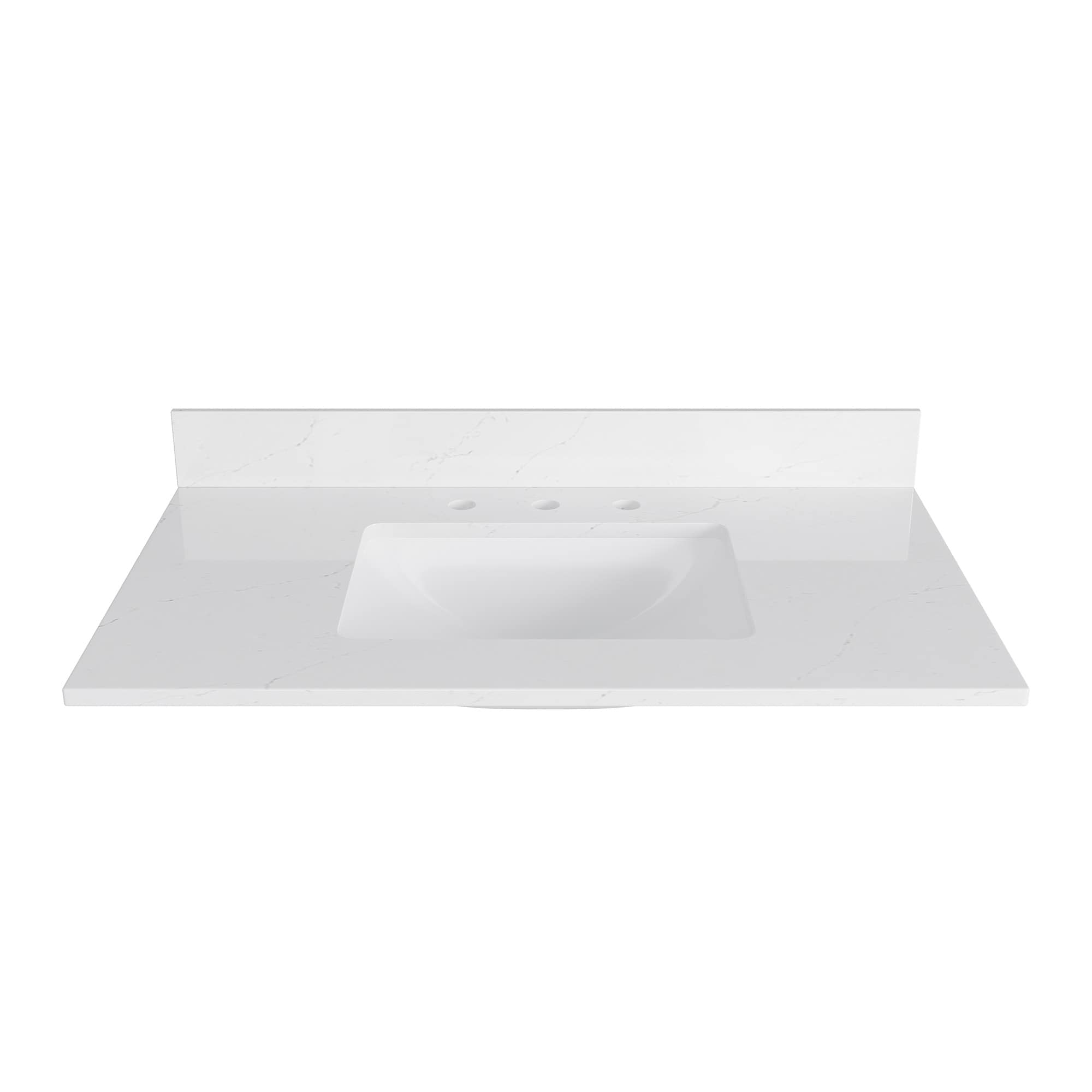Bianco Bella 37" White Quartz Undermount Single Sink Vanity Top