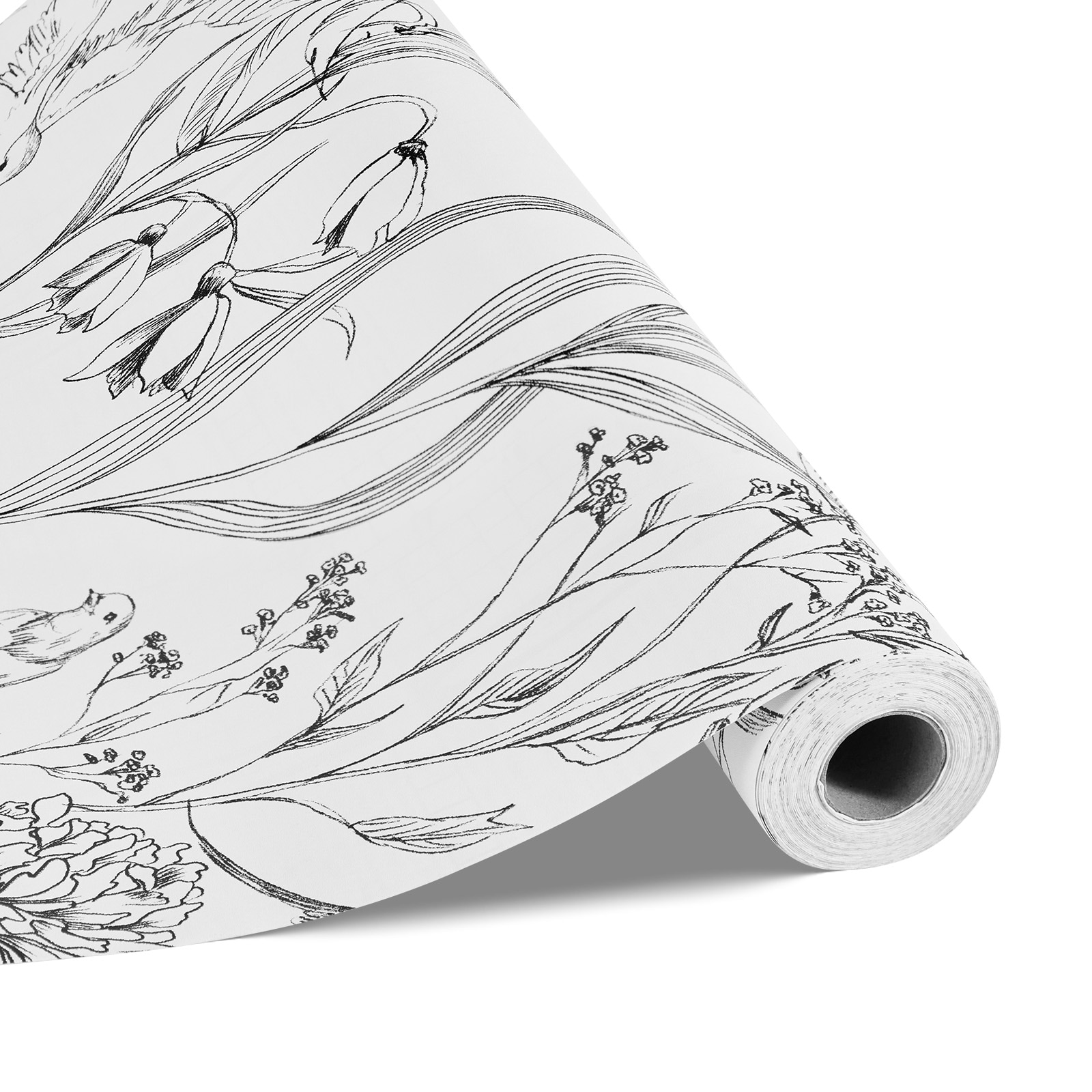 VEVOR Peel and Stick Wallpaper  17.7 x 393.7 inch Contact Paper White Line Art Botanical Floral Waterpoof Self Adhesive  Easy to Clean Wall Decorative Vinyl Roll for Bedroom Kitchen Bathroom Office