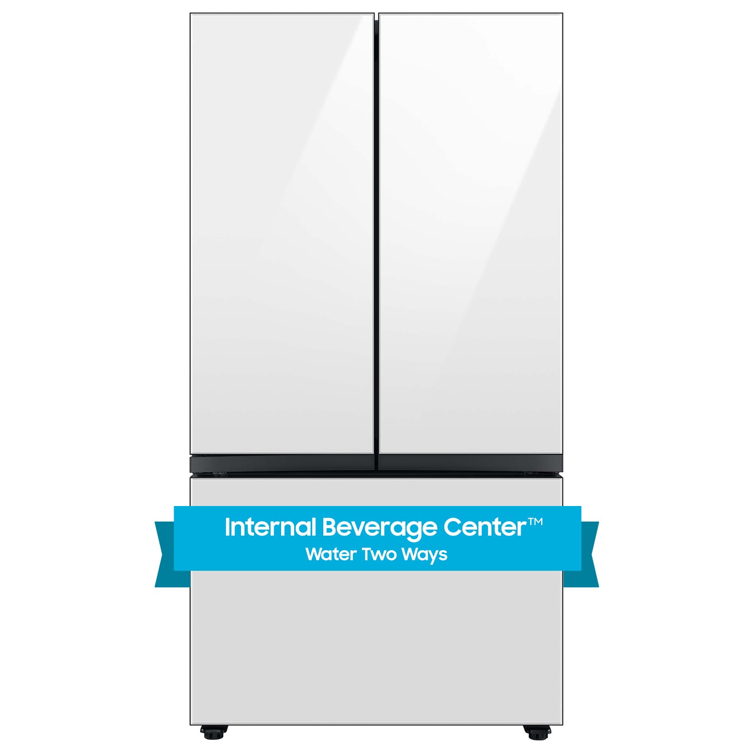 Samsung 24-cu ft Counter-depth Smart French Door Refrigerator with Dual Ice  Maker and Door within Door (White Glass- All Panels) ENERGY STAR in the  French Door Refrigerators department at