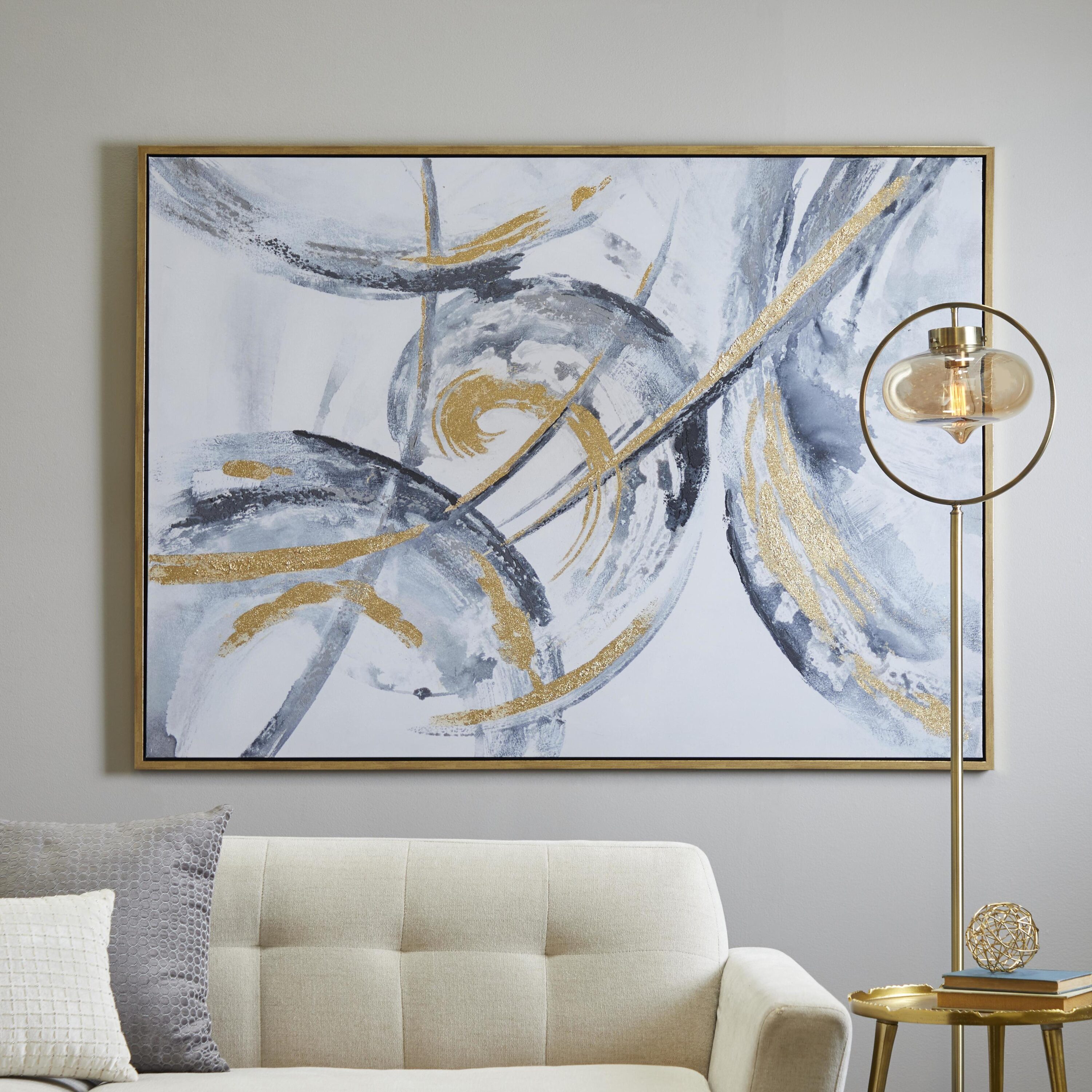 Grayson Lane 87860 Abstract Framed Wall Art Gold Wood Framed 47.5-Inches H x 65.5-Inches W Abstract Canvas Painting