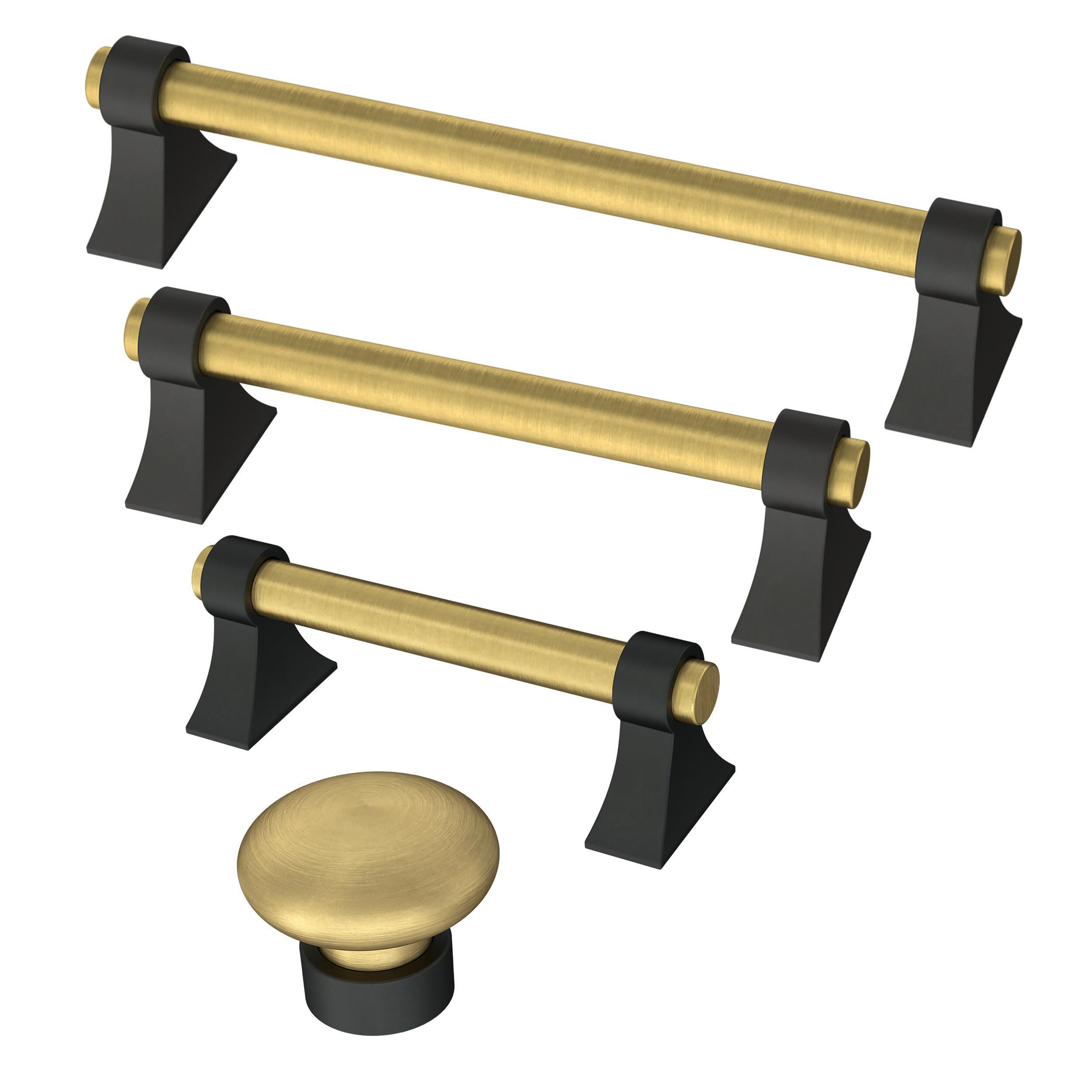 Brainerd Pedestal 1-1/8-in Brushed Brass Round Cabinet Knob at