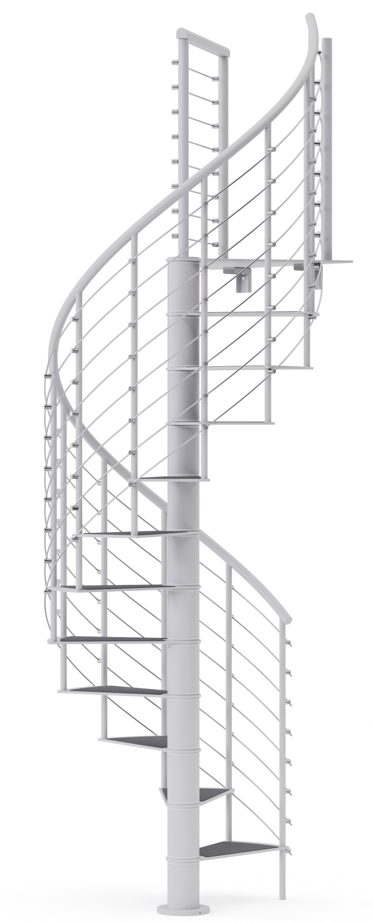 Mylen Stairs Hayden 42-in x 16.5-ft 1 Platform Rails White Spiral Staircase  Kit