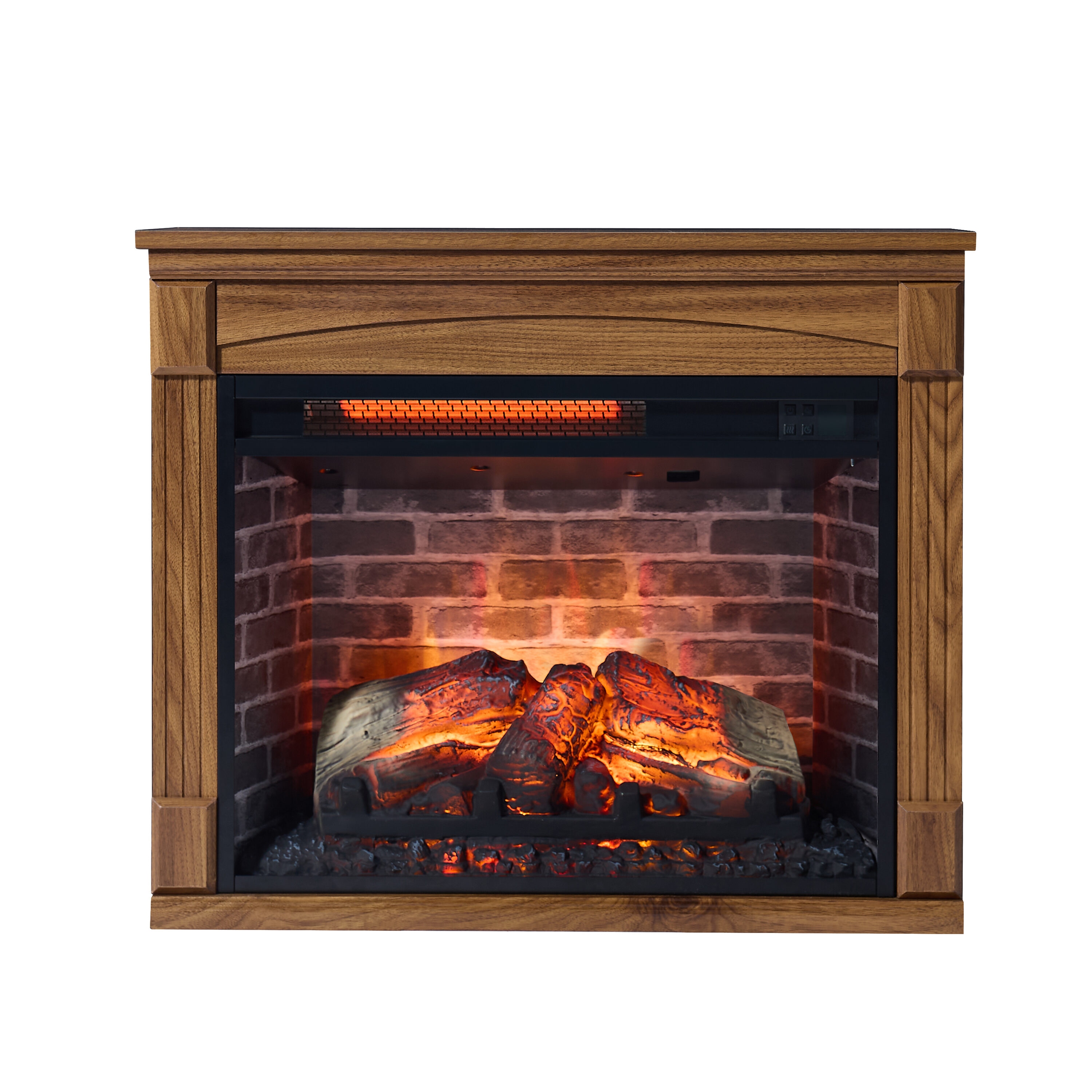 Clihome 27.2-in W Dark Oak TV Stand with Infrared quartz Corner or Flat Wall Electric Fireplace with Remote Control Included